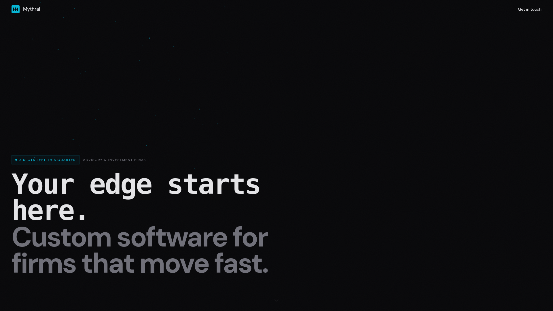 website screenshot of https://mythral.dev/
