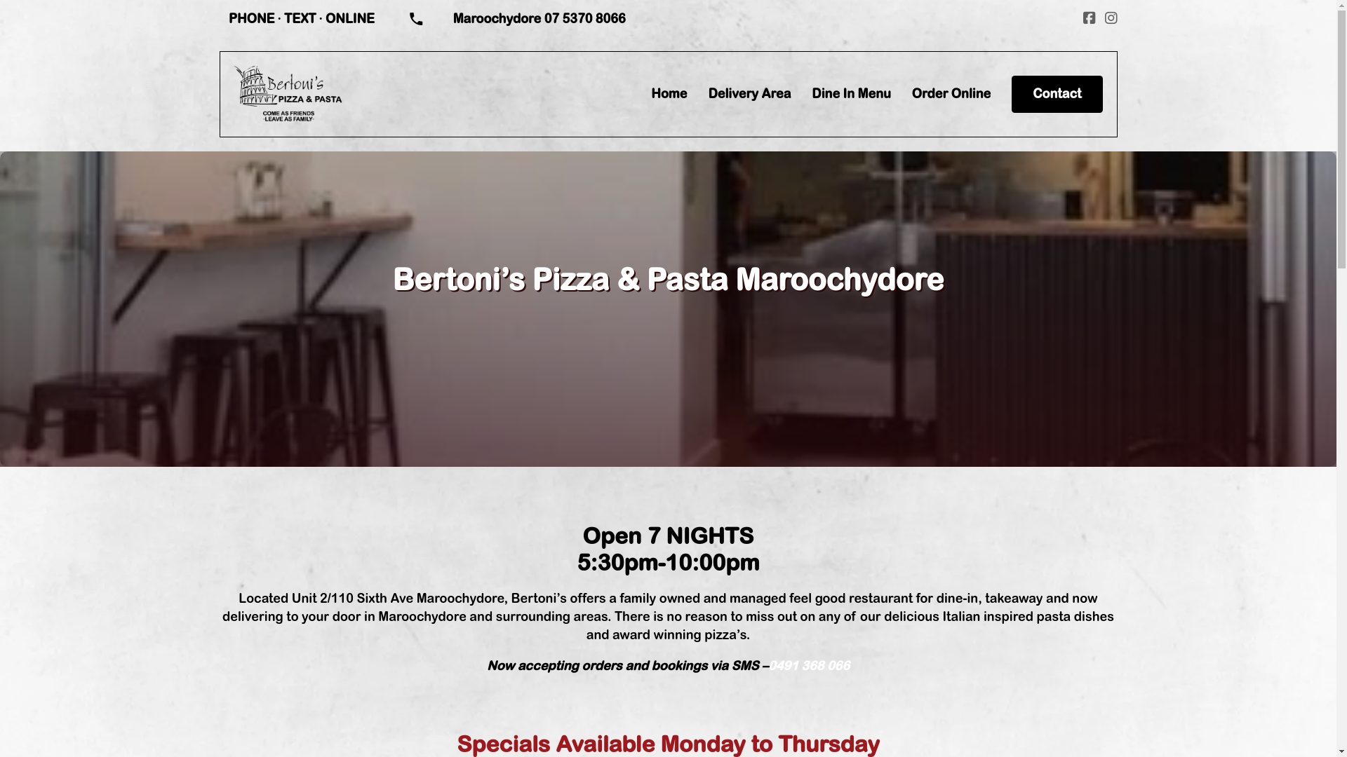 website screenshot of https://bertonispizzapasta.online/