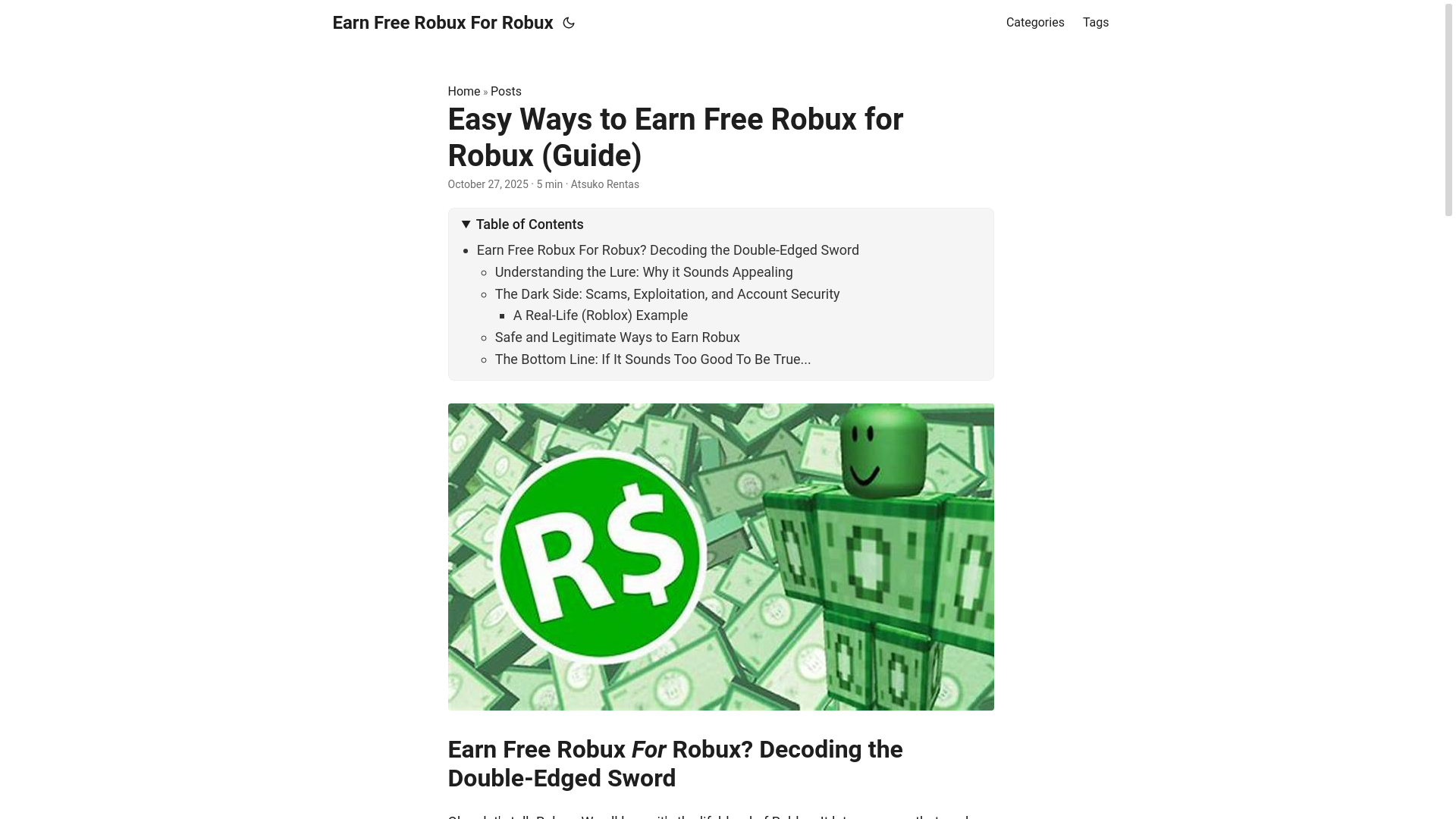website screenshot of https://earn-free-robux-for-robux.pages.dev/