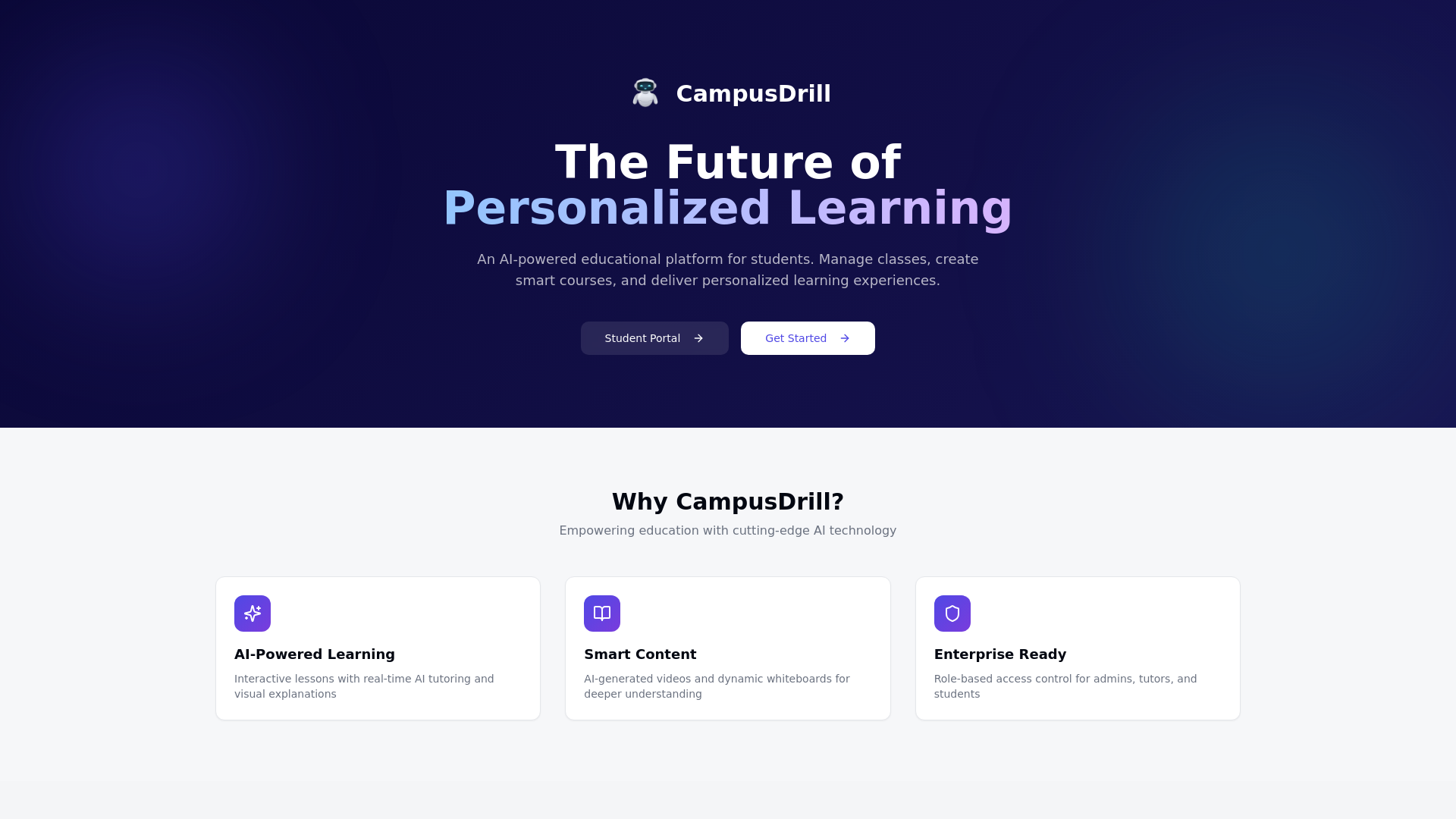 website screenshot of https://campusdrill.com/