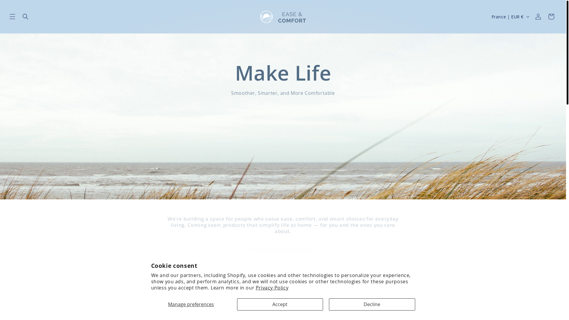 website screenshot of https://easeandcomfort.uk/