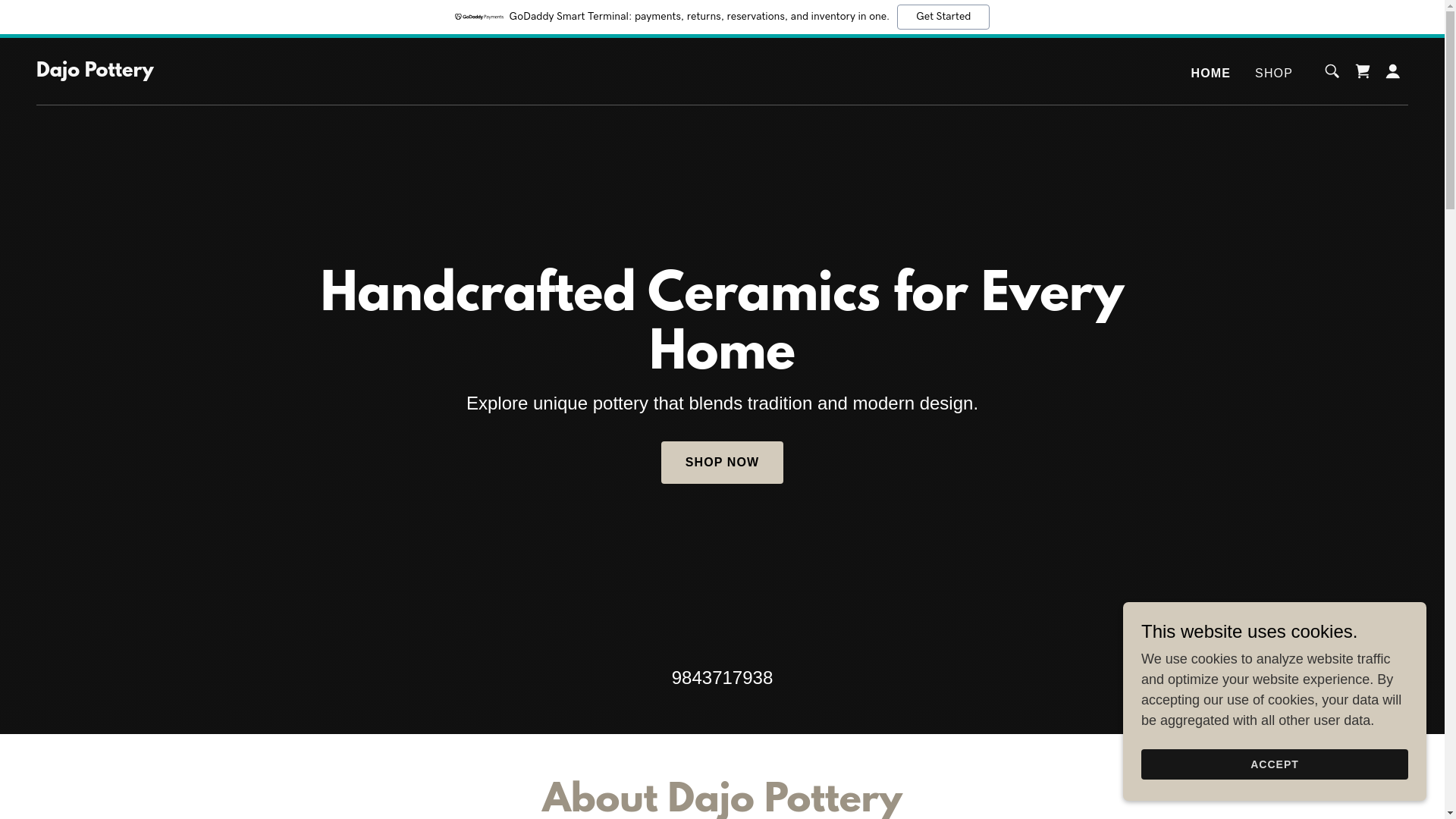 website screenshot of https://dajopottery.com/