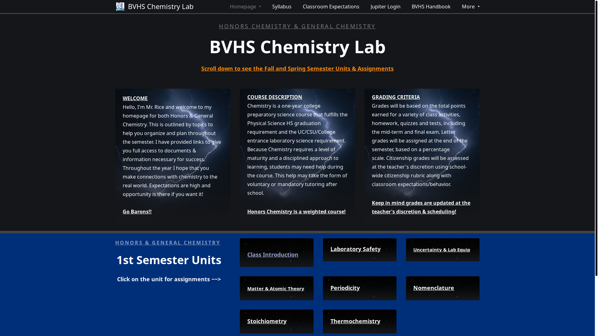 website screenshot of https://bvhschemistrylab.com/