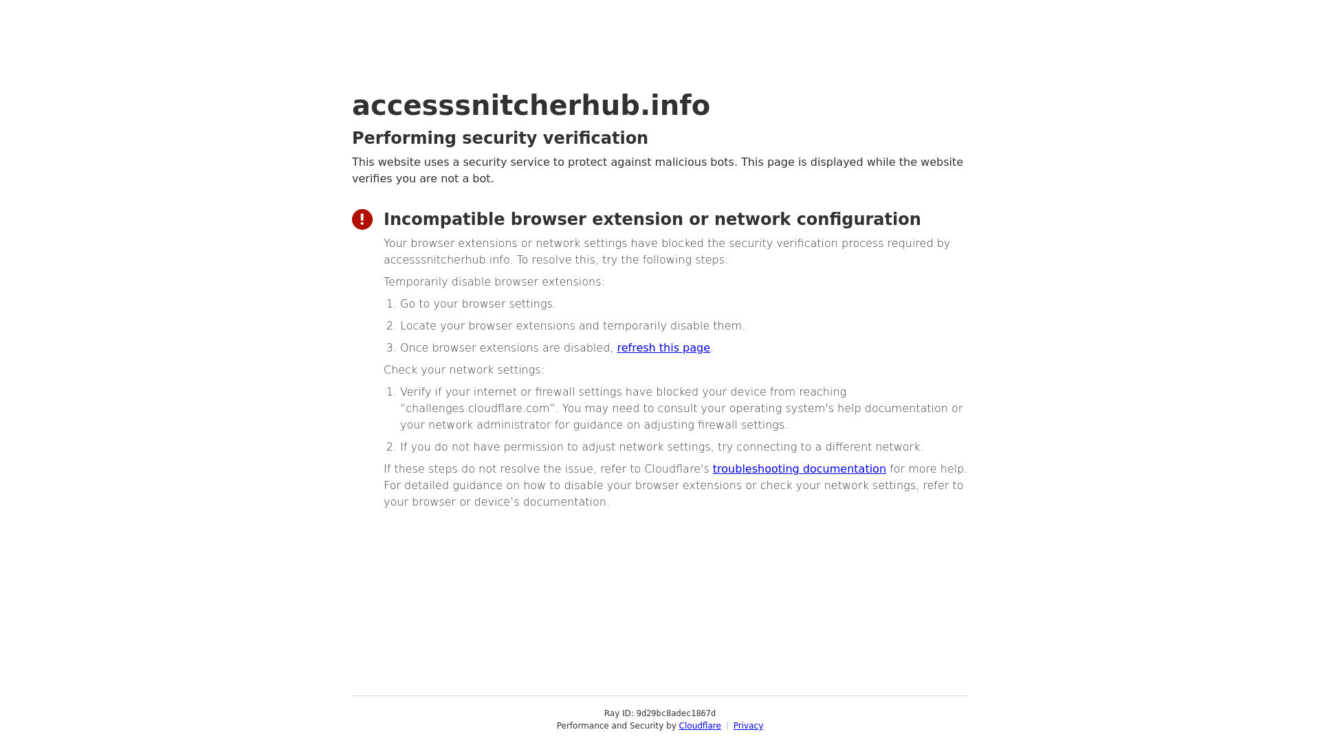 website screenshot of https://accesssnitcherhub.info/