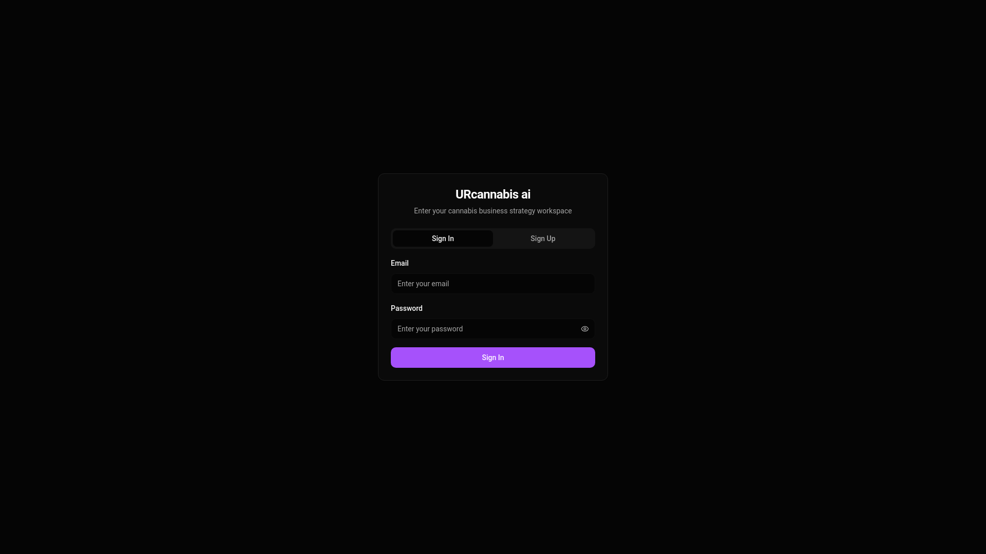 website screenshot of https://urcannabisaiplatform.com/