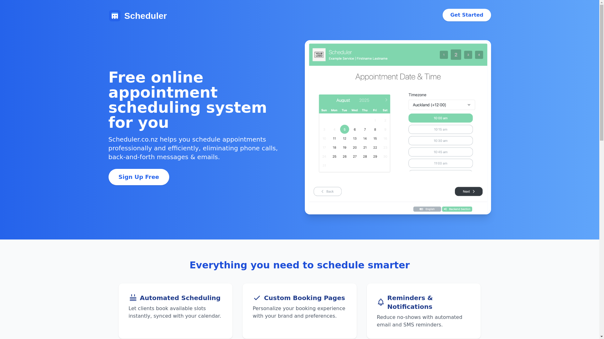 website screenshot of https://scheduler-co.pages.dev/