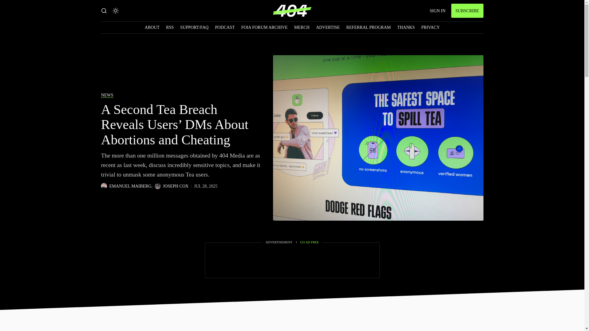 website screenshot of https://www.404media.co/