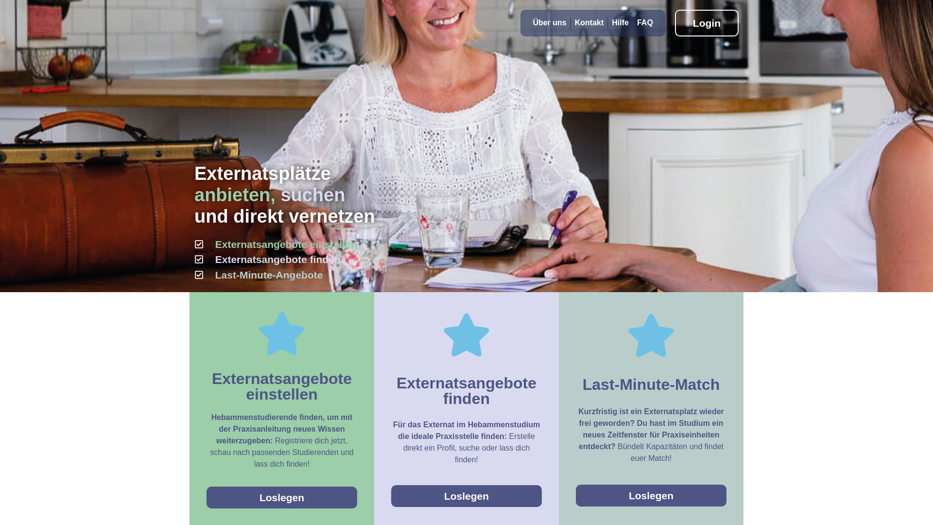 website screenshot of https://externatsboerse-hebammen.de