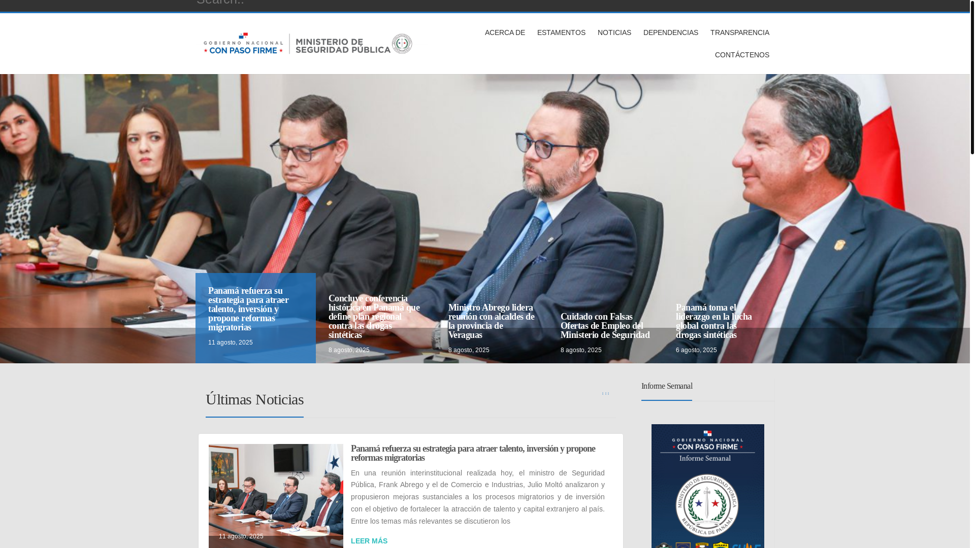 website screenshot of https://minseg.gob.pa/