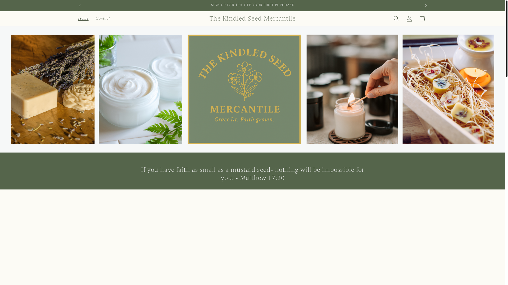website screenshot of https://thekindledseedmercantile.com/