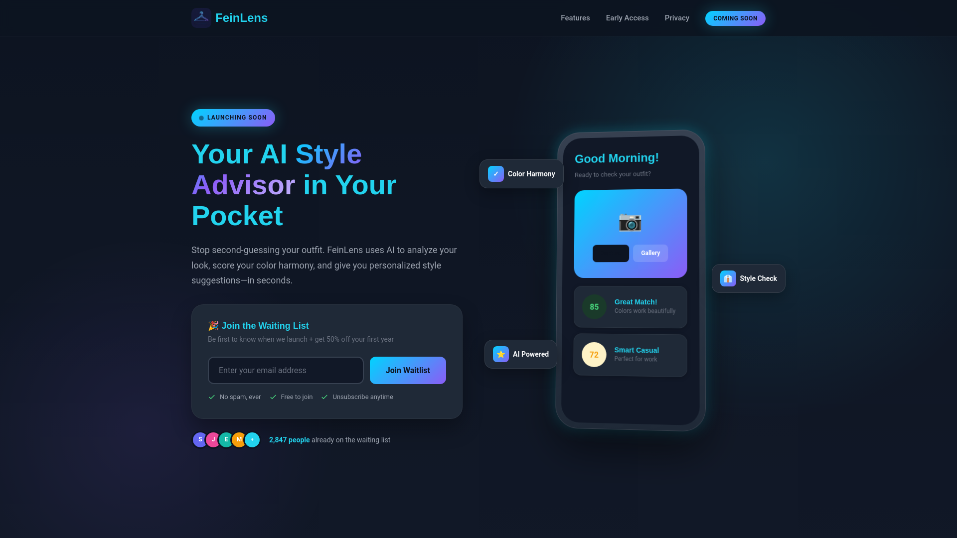 website screenshot of https://feinlens-website.pages.dev/