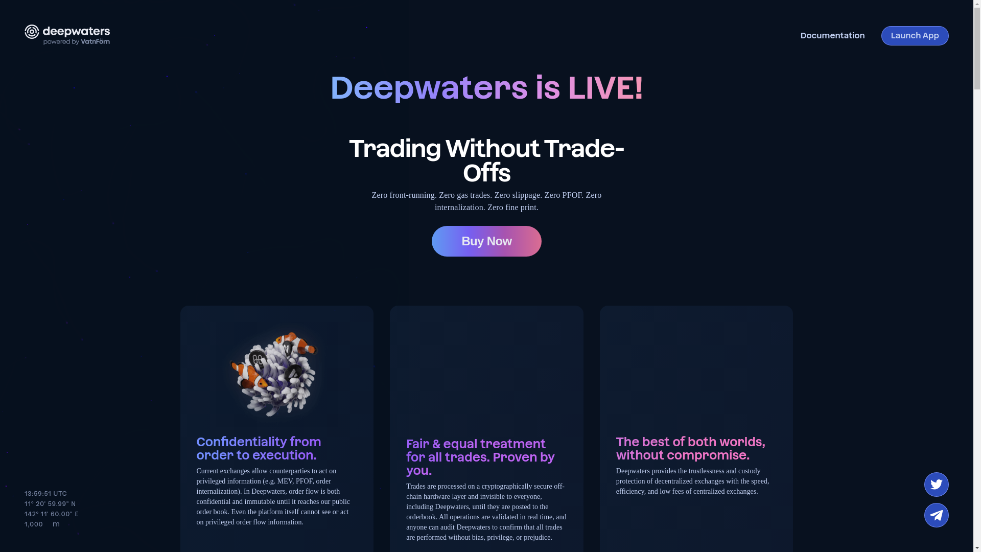 website screenshot of https://deepwaters.technology/
