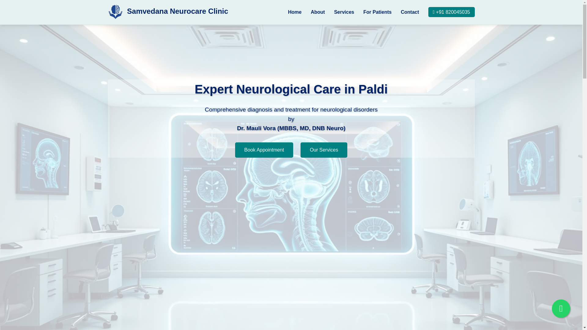 website screenshot of https://samvedananeurocare.in/