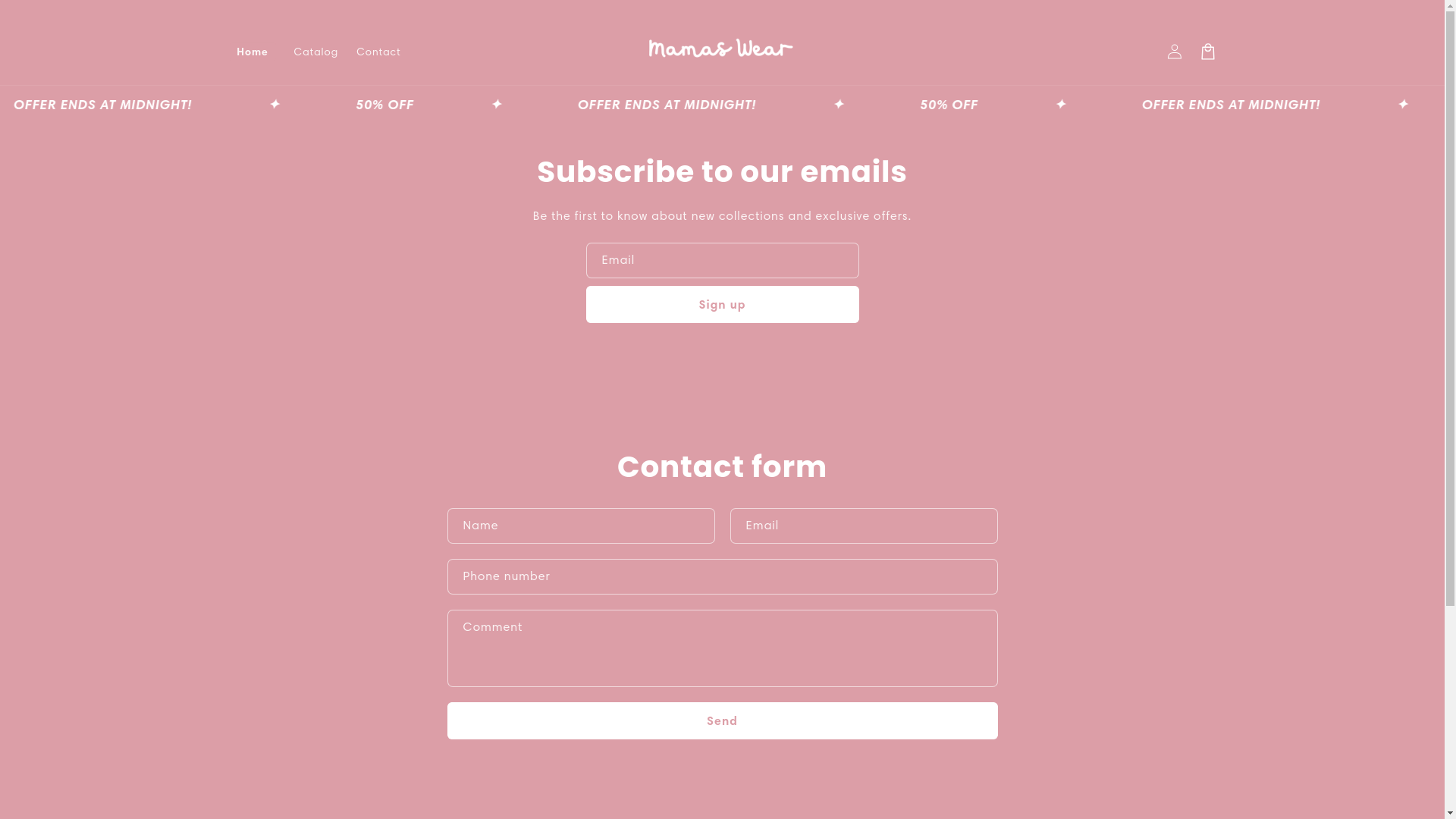 website screenshot of https://mamaswearshop.com/