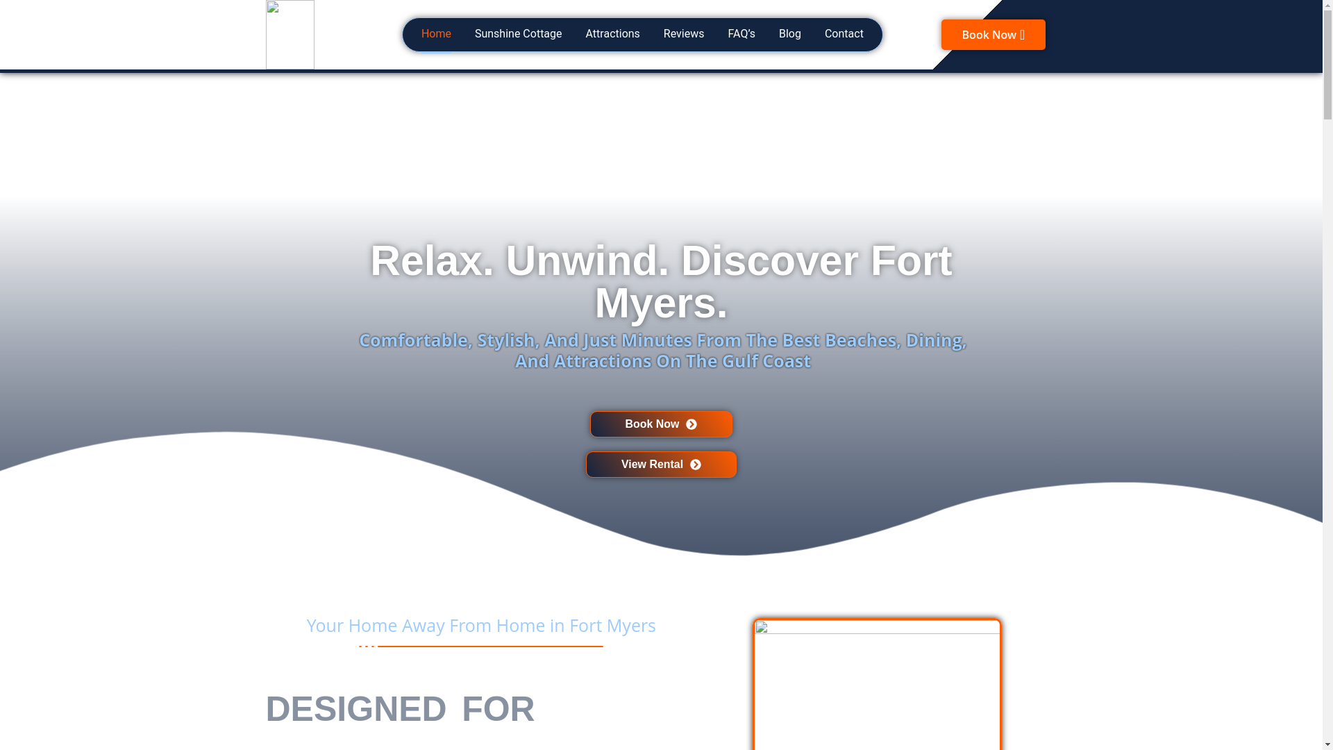 website screenshot of https://sunshinecottagesfortmyers.com/