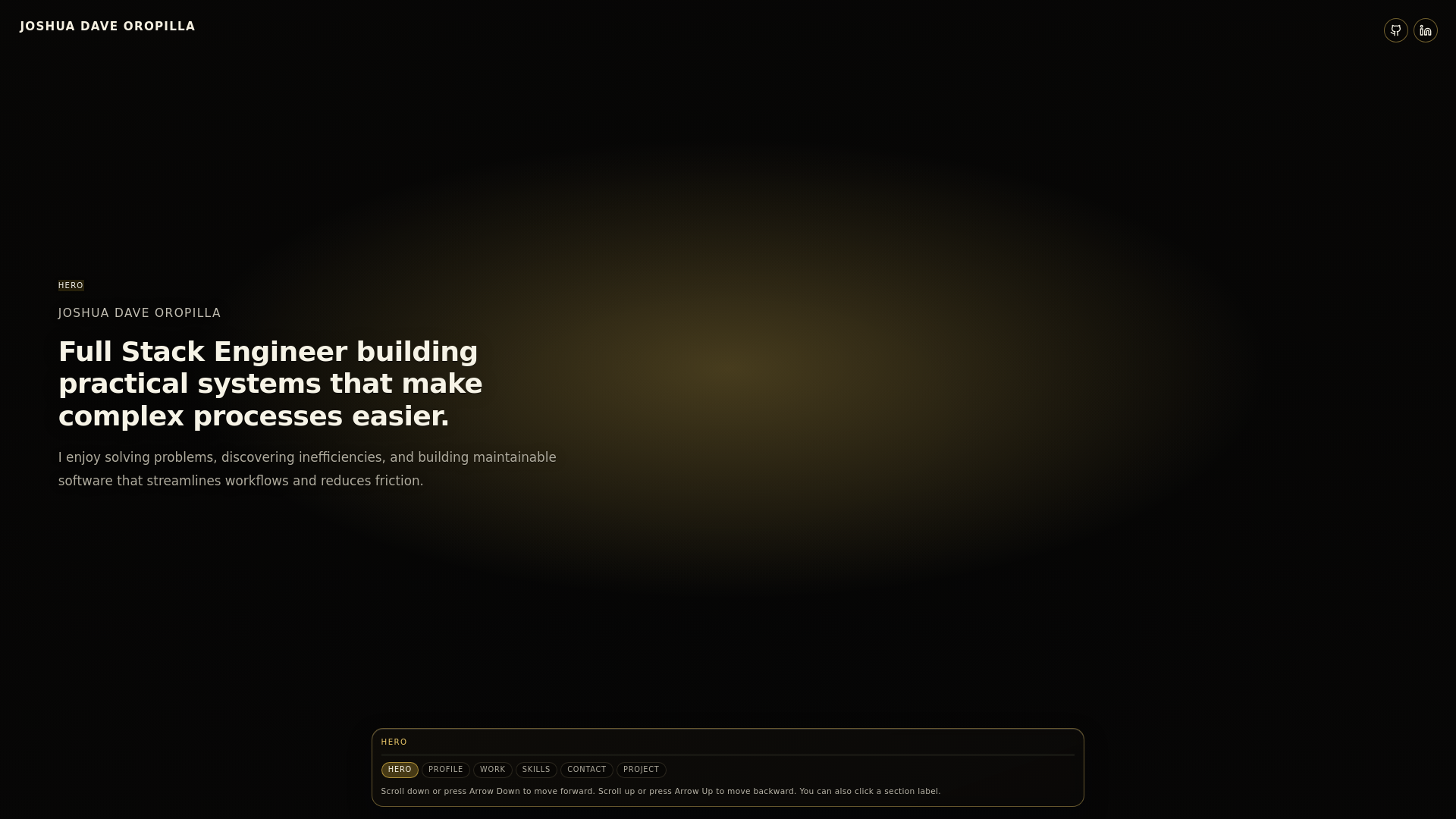 website screenshot of https://joshua-oropilla.dev/