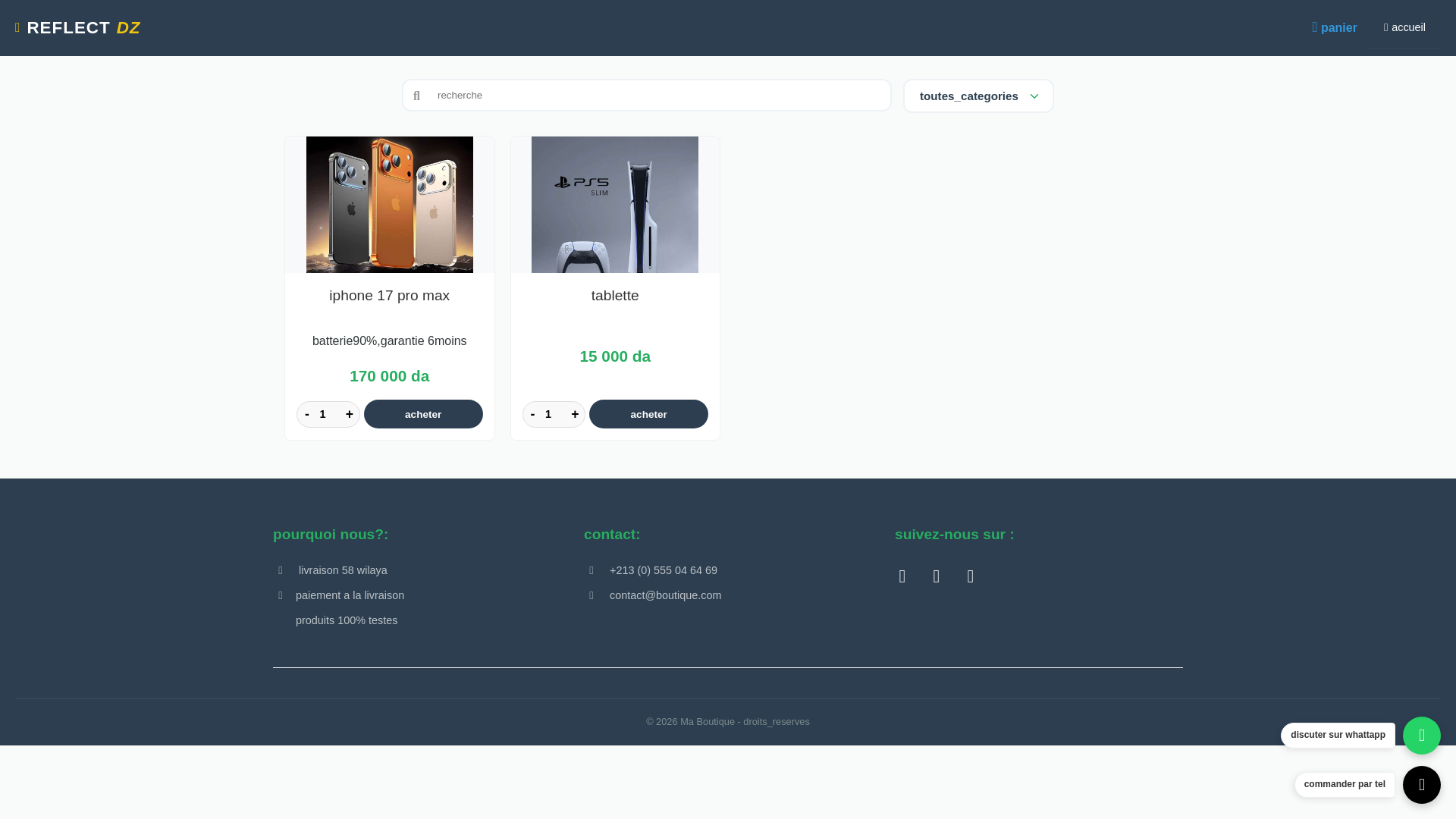 website screenshot of https://reflectdz.com