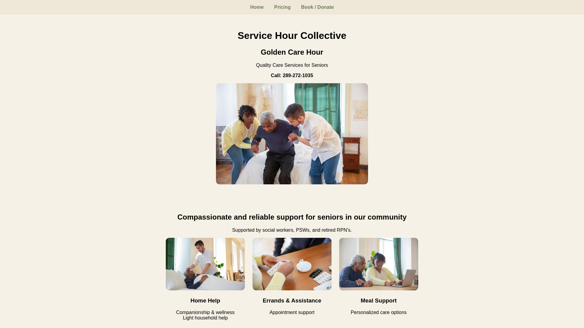 website screenshot of https://servicehourcollective.ca