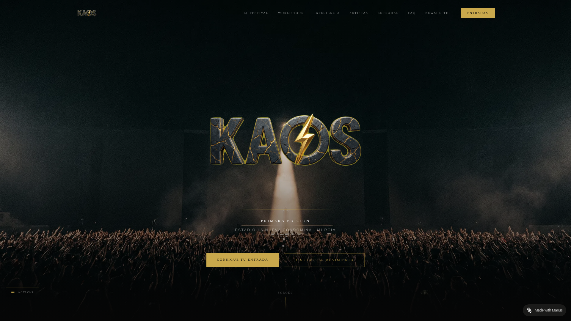 website screenshot of https://kaosfestival.com/