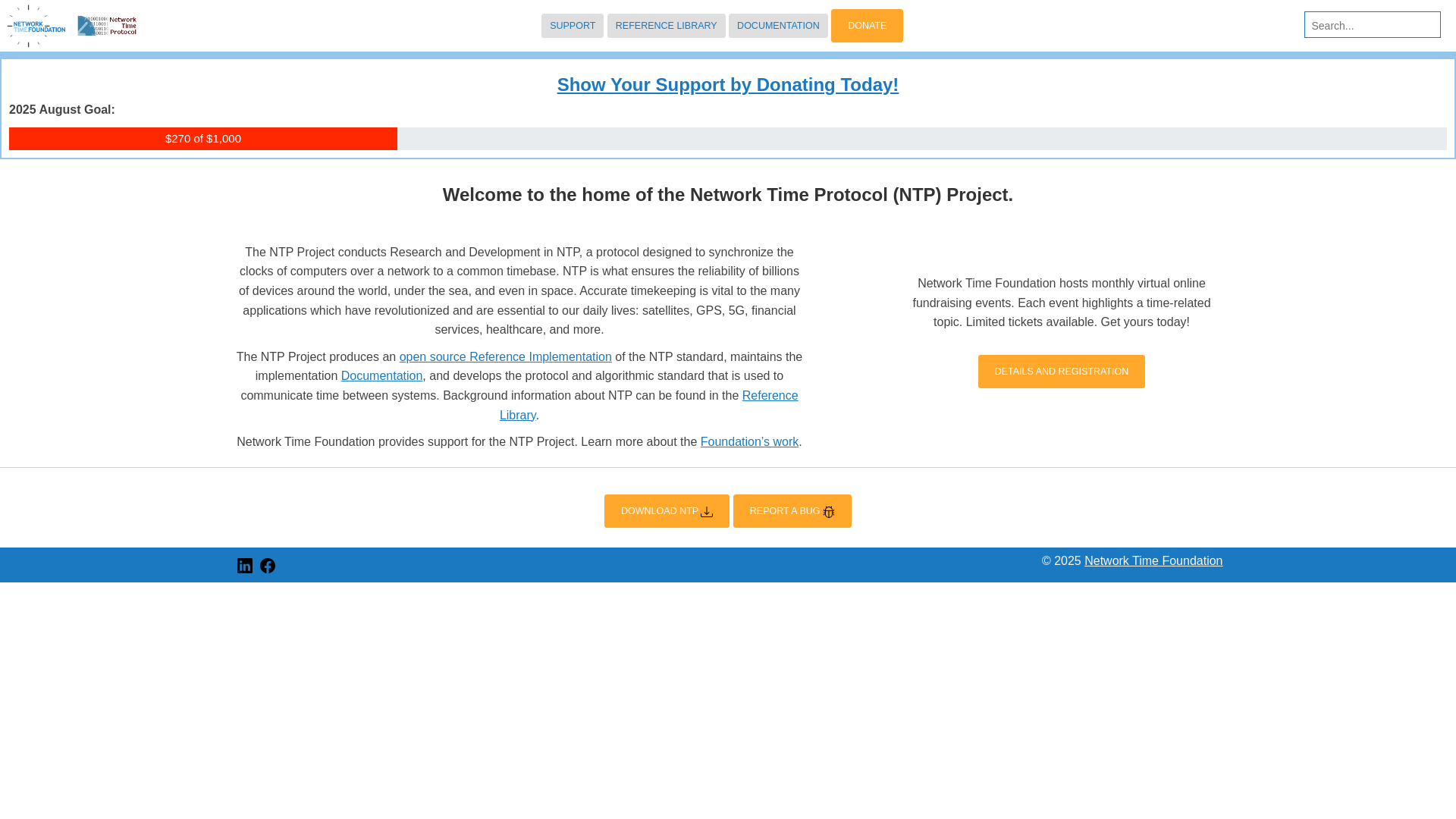website screenshot of https://ntp.org