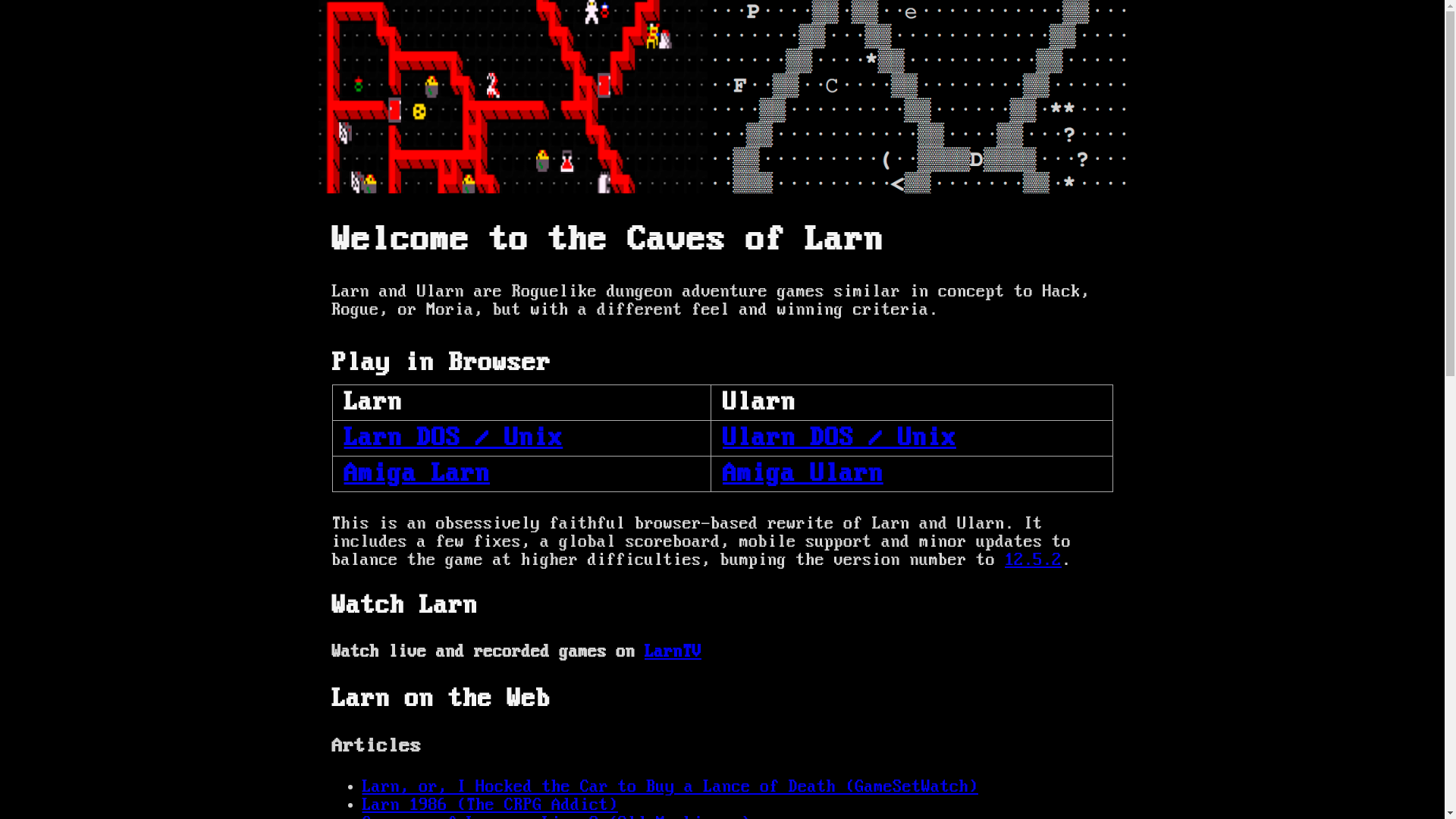 website screenshot of https://larn.pages.dev/
