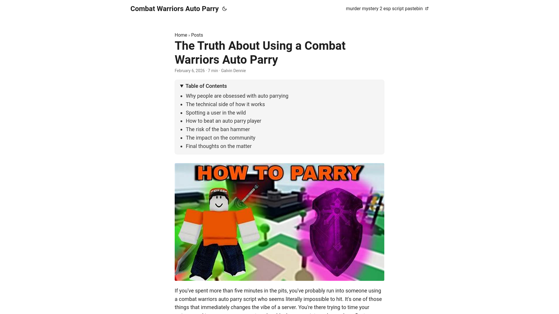 website screenshot of https://combat-warriors-auto-parry.pages.dev/