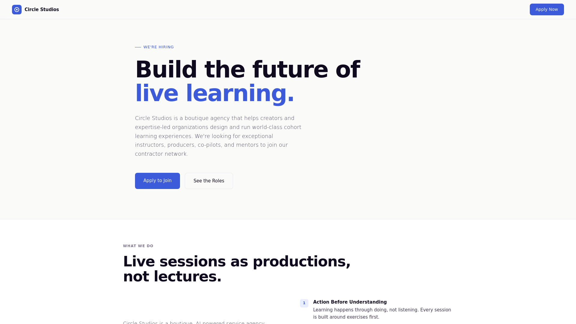 website screenshot of https://circlestudios.agency/