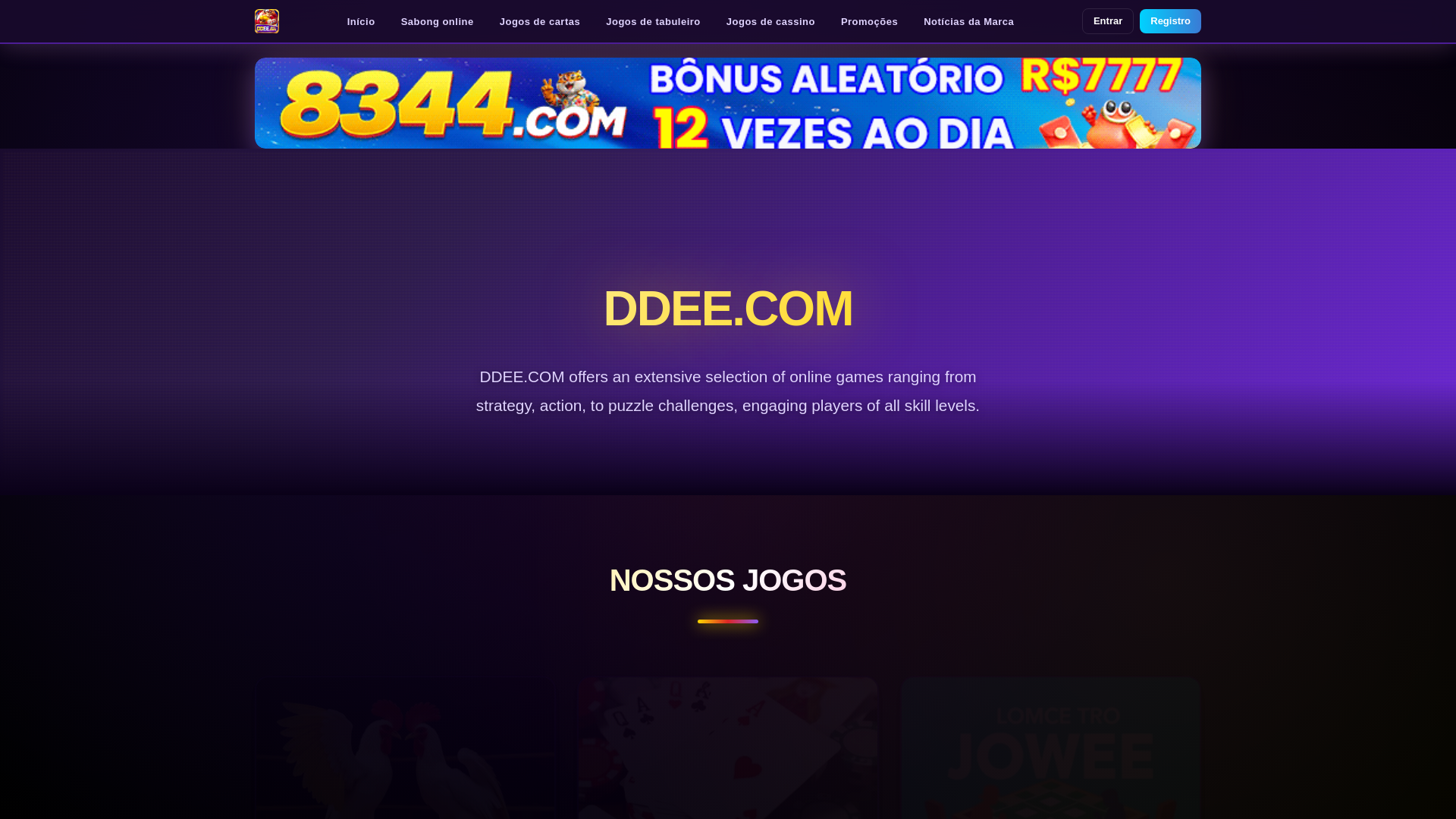 website screenshot of https://ddeegames.com/