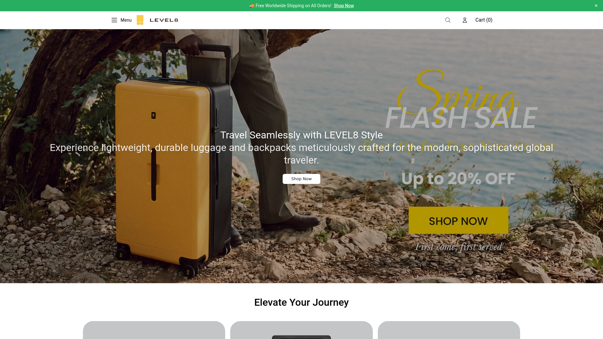 website screenshot of https://level8style.shop