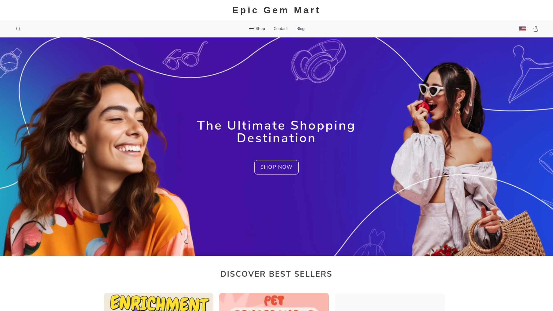 website screenshot of https://epicgemmart.shop/