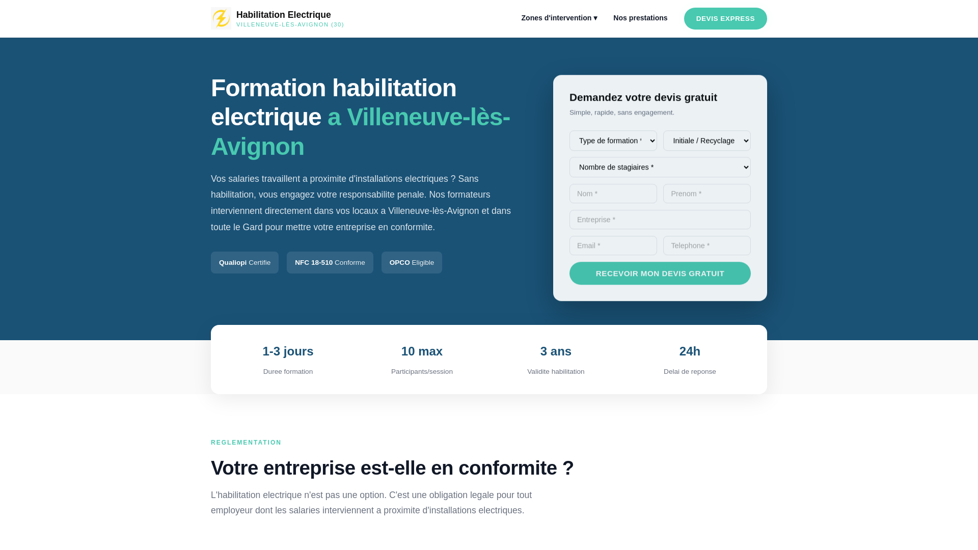 website screenshot of https://formation-habilitation-electrique-villeneuve-les-avignon.fr/