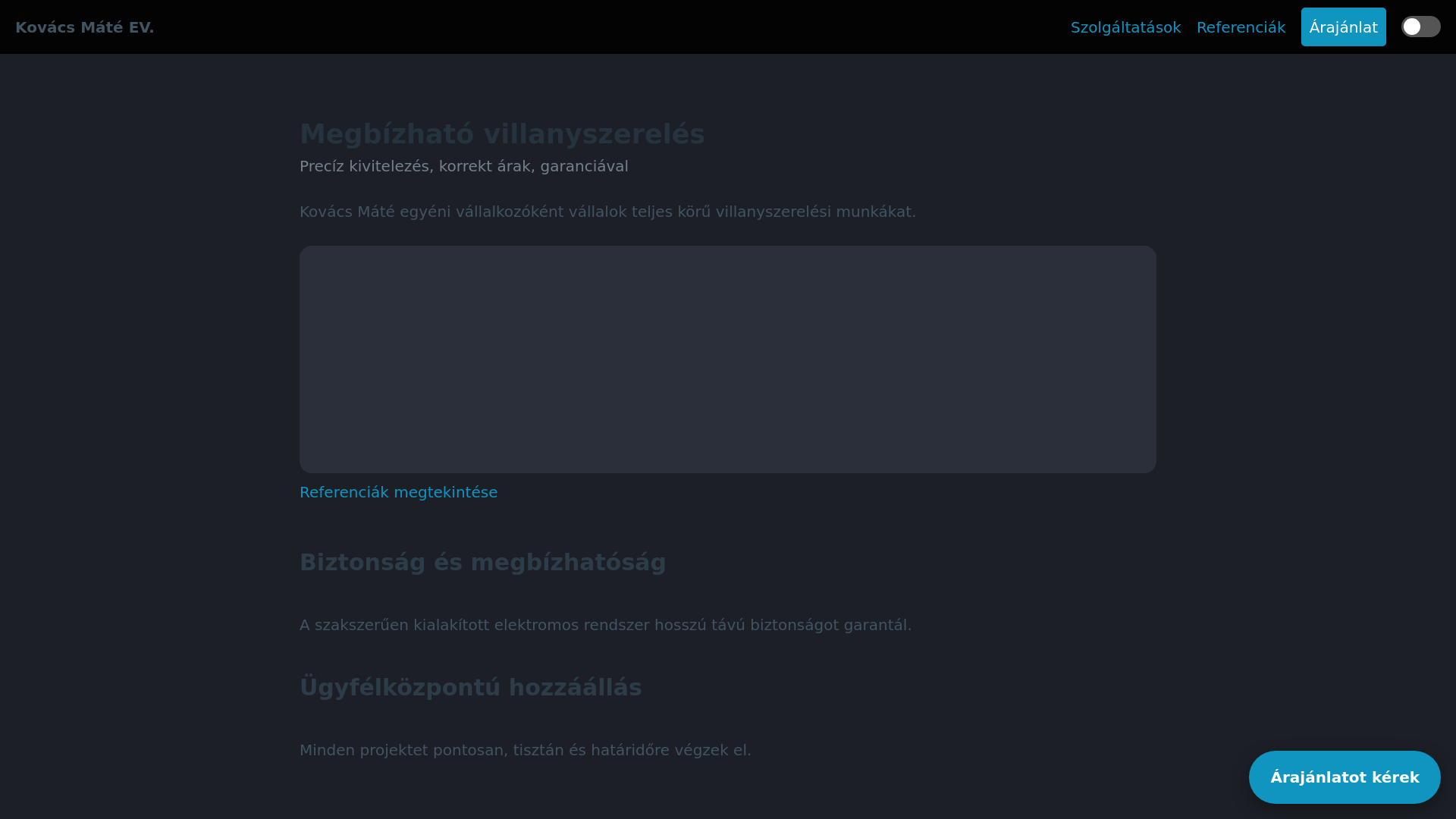 website screenshot of https://kmvillany.hu/