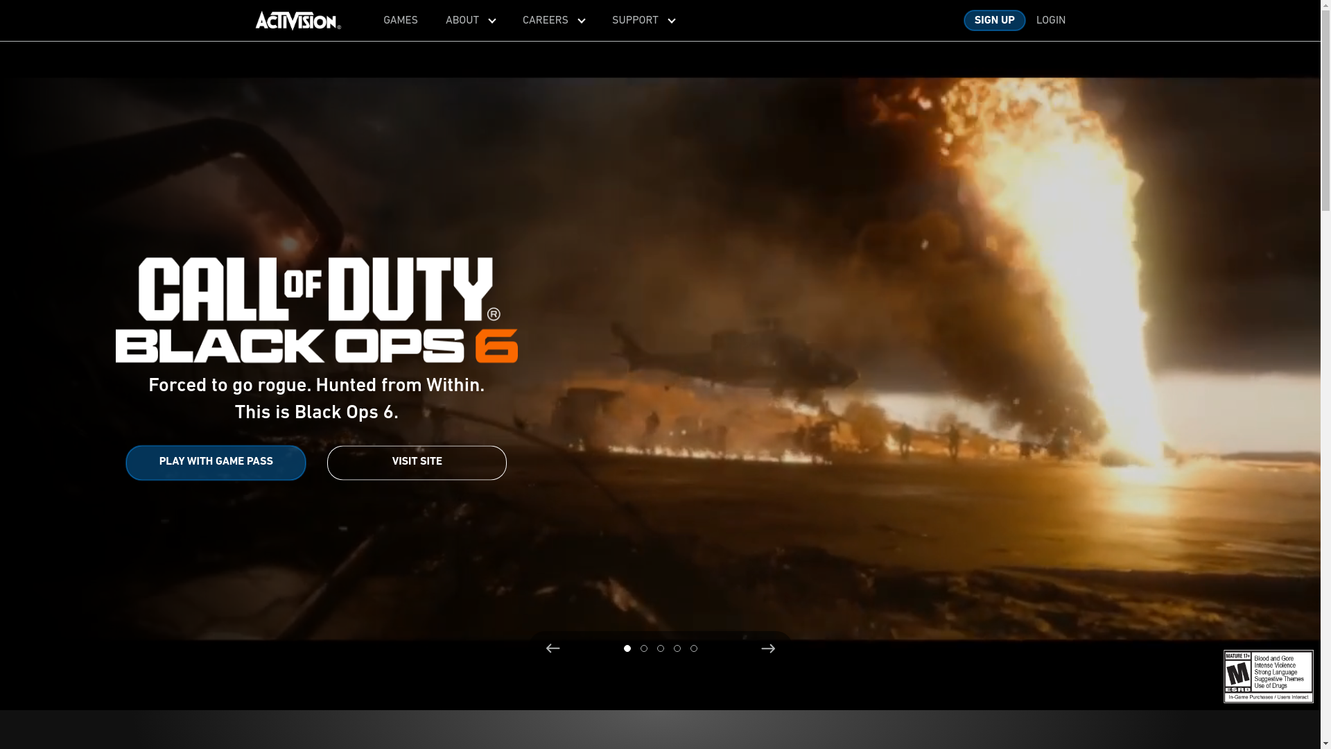website screenshot of https://activision.com