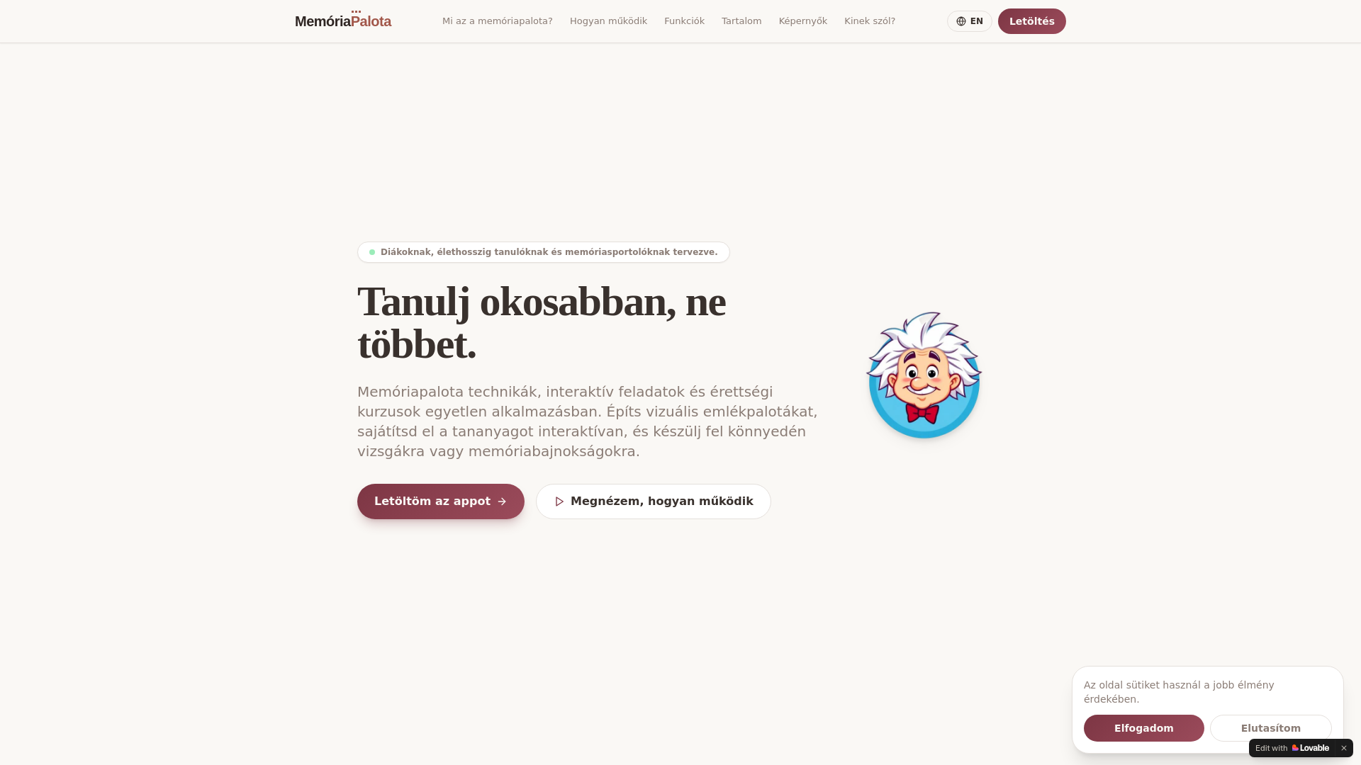 website screenshot of https://memoriapalota.hu/