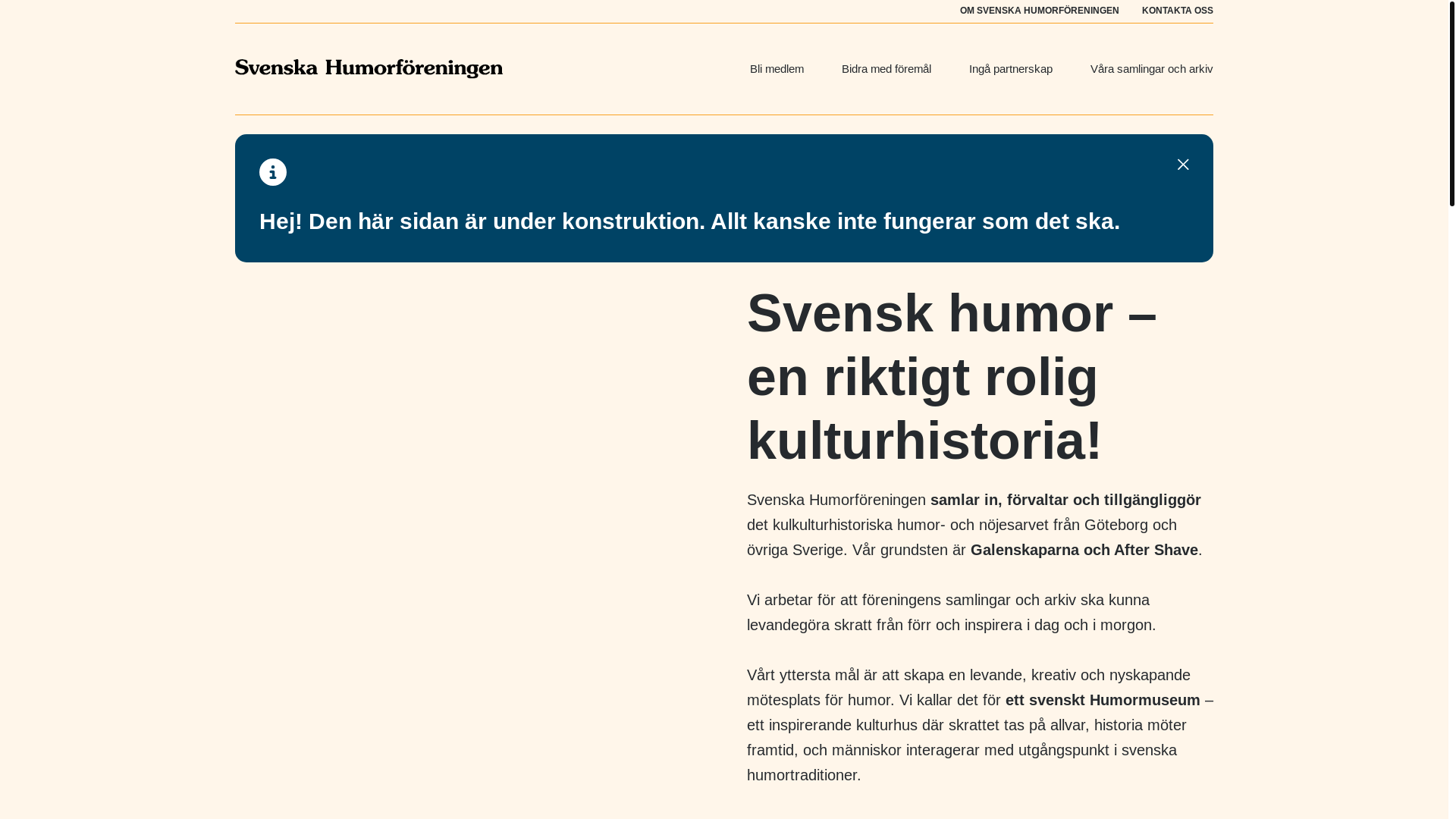 website screenshot of https://svenskahumormuseet.se/