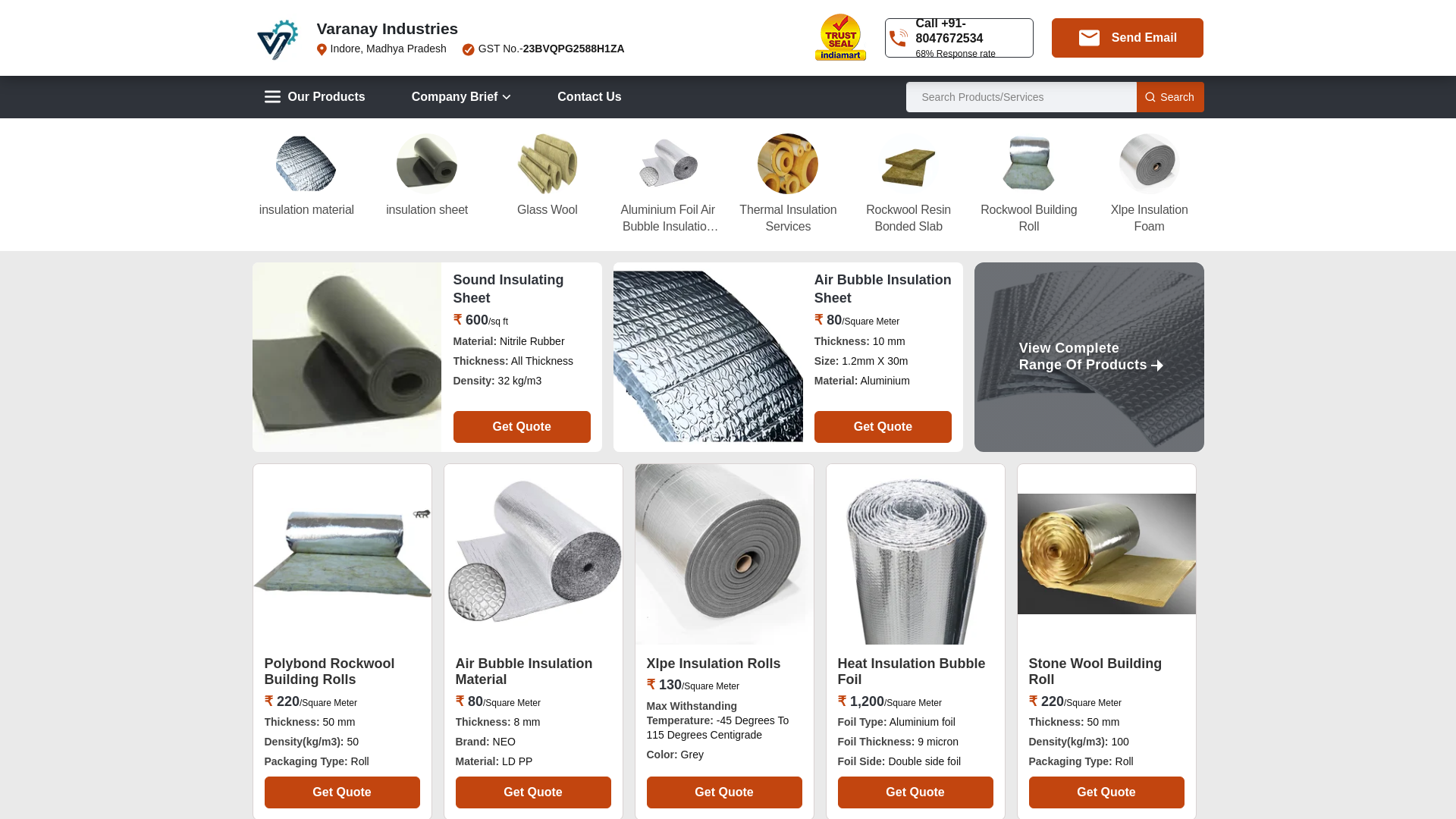 website screenshot of https://varanayindustries.com