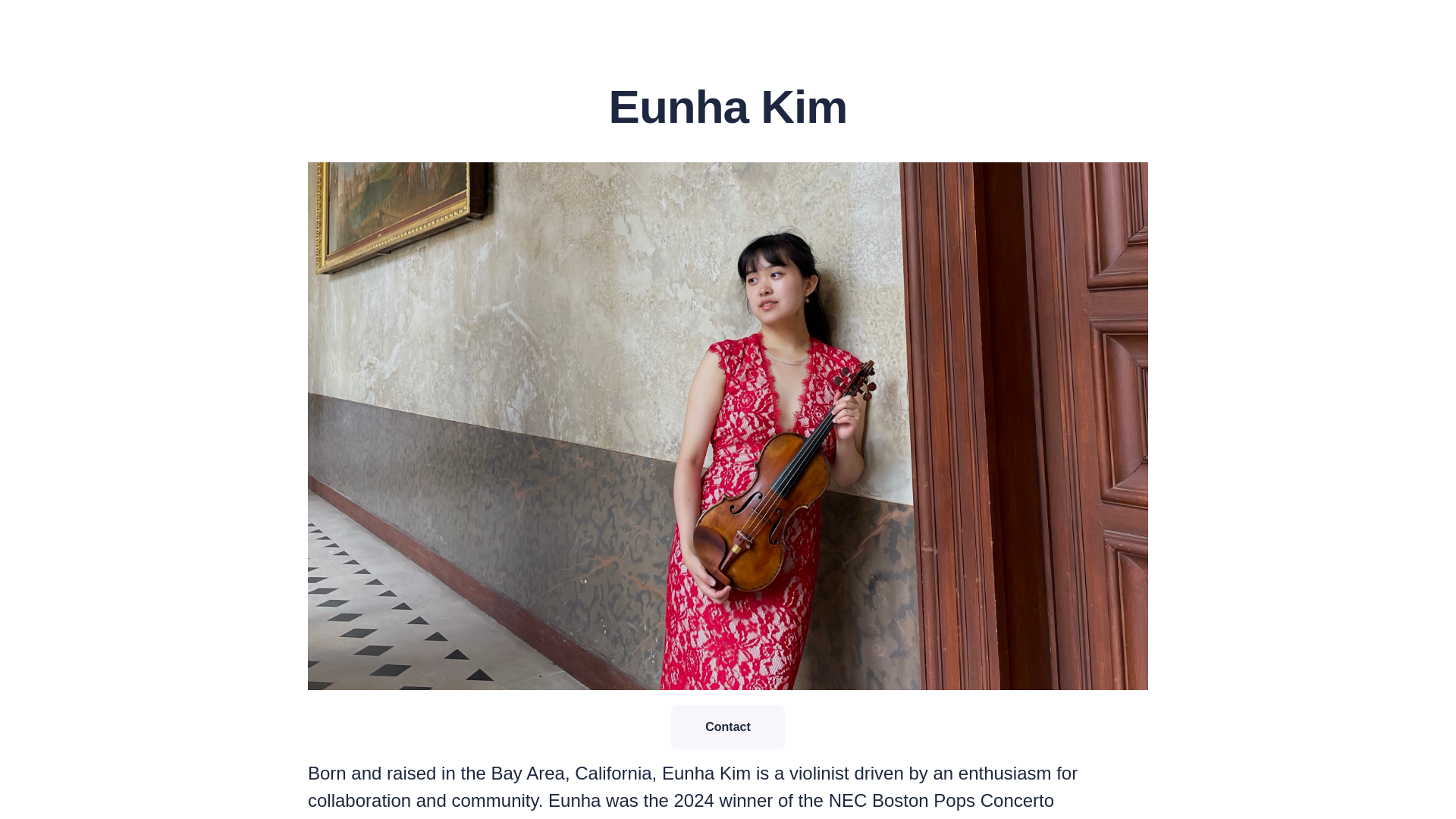 website screenshot of https://eunhakimviolin.com/