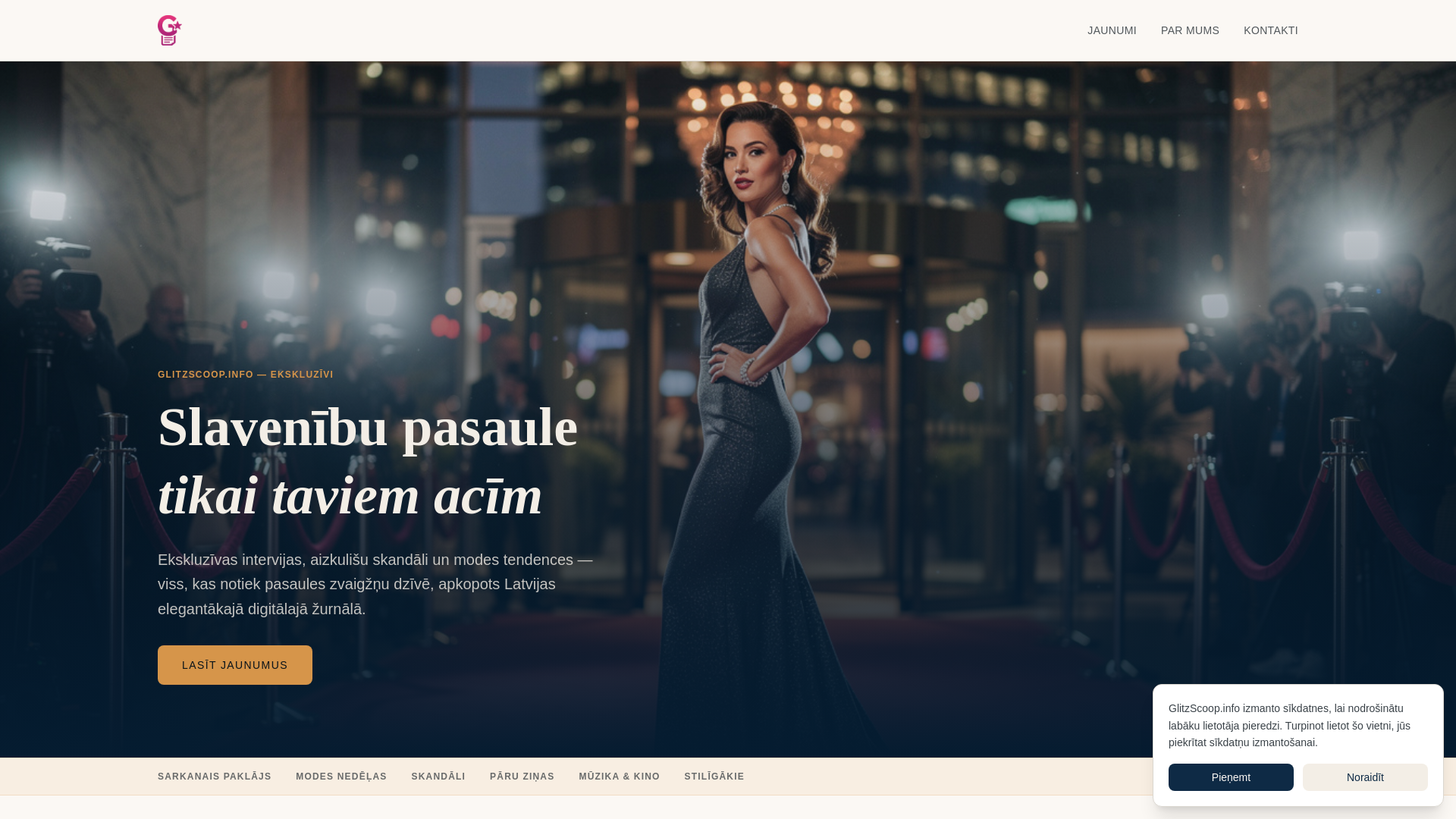 website screenshot of https://glitzscoop.info