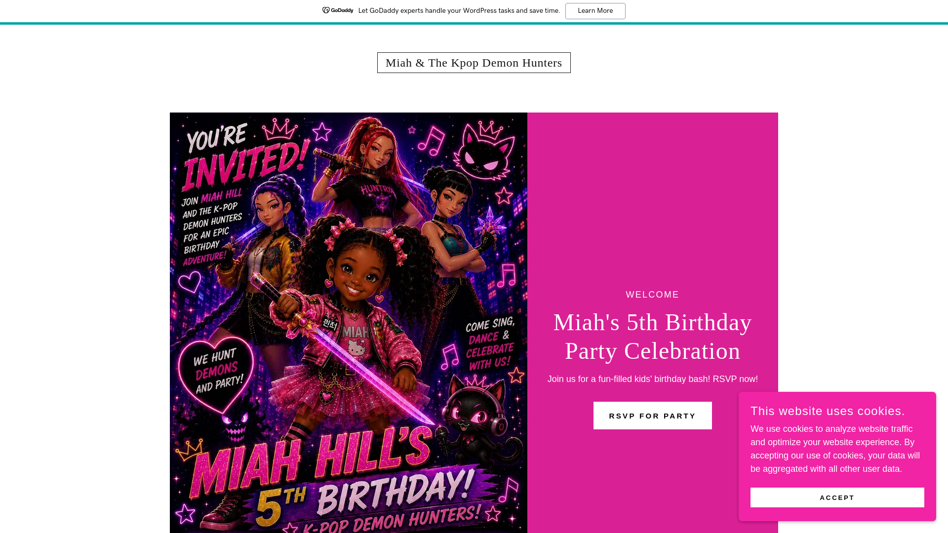 website screenshot of https://miahandthekpopdemonhunters.com/
