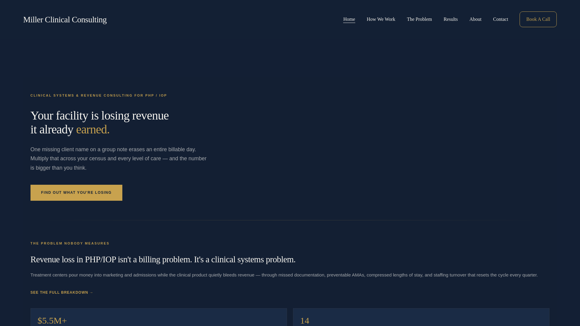 website screenshot of https://millerclinicalconstulting.com