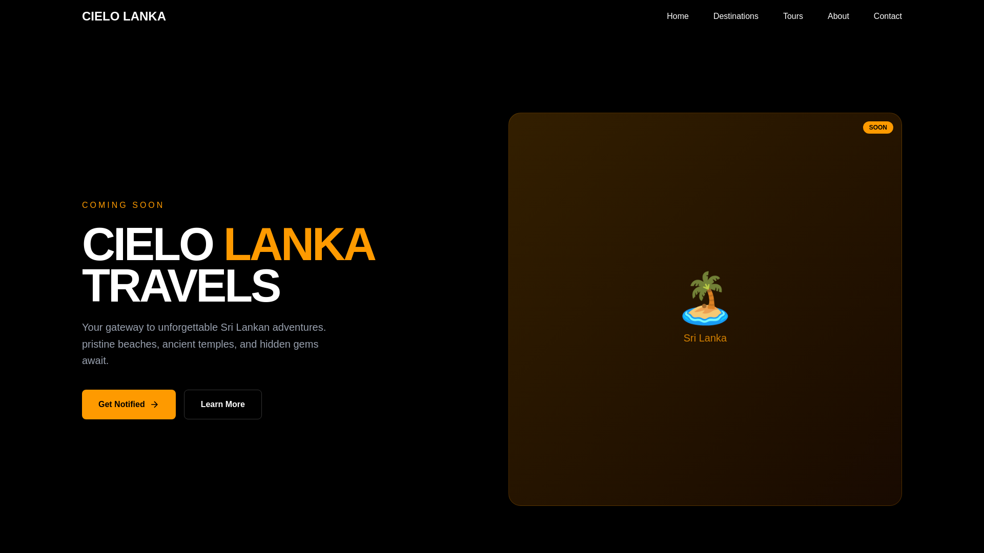 website screenshot of https://cielolanka-travels.pages.dev/