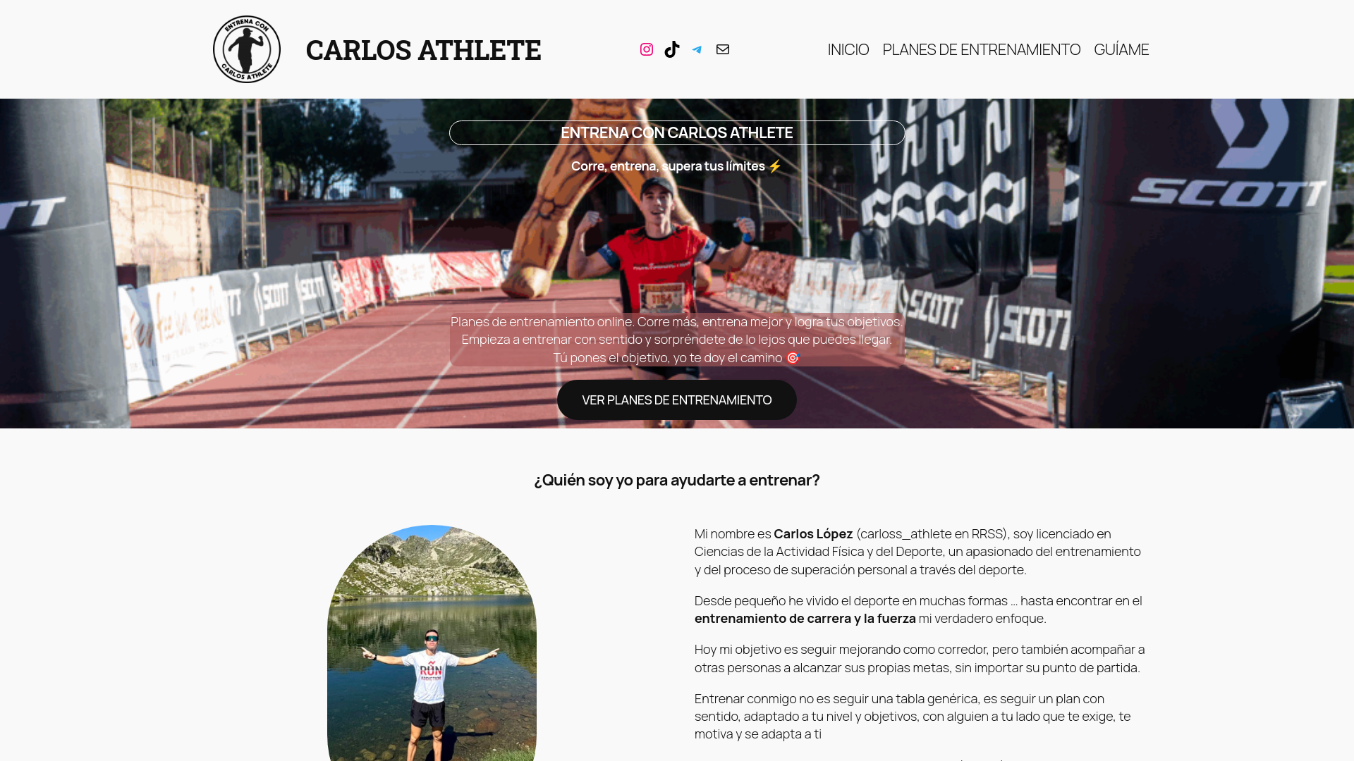 website screenshot of https://www.carlos-athlete.com/
