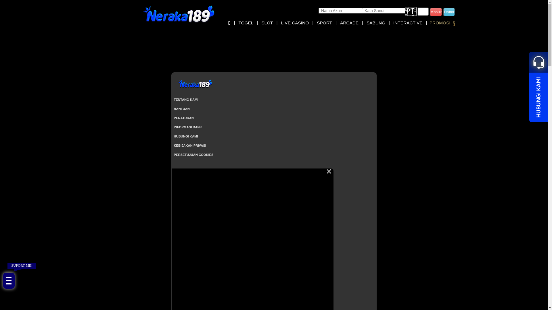 website screenshot of https://neraka189s16.com/