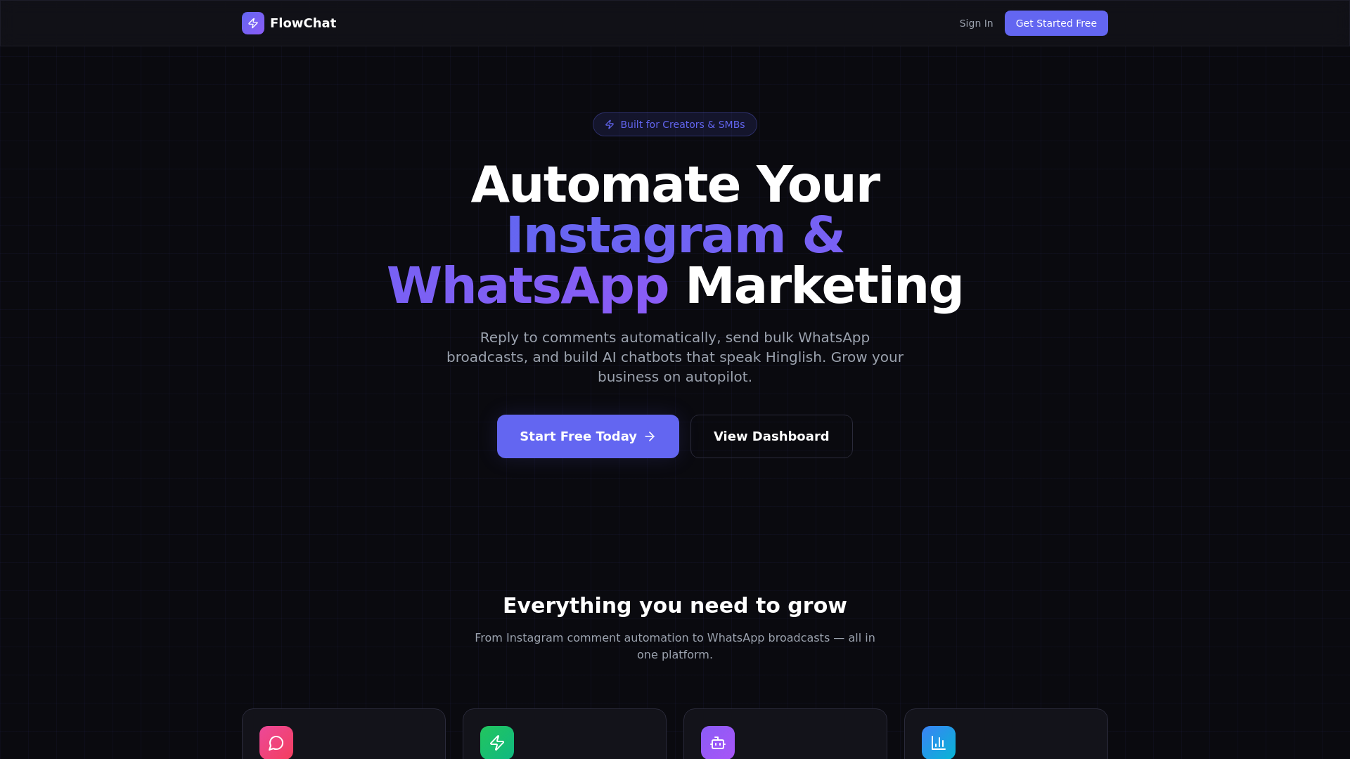 website screenshot of https://flowchat.chat/