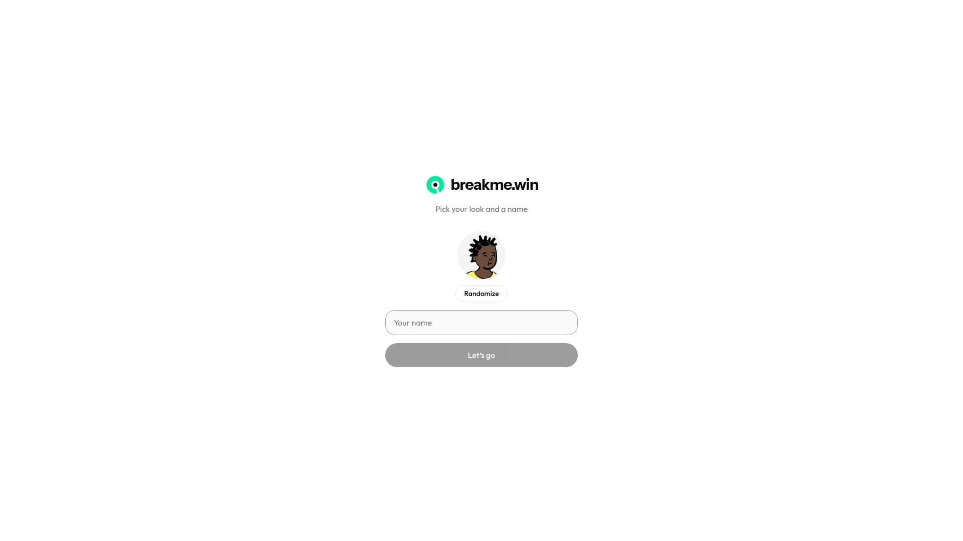 website screenshot of https://breakme.win/