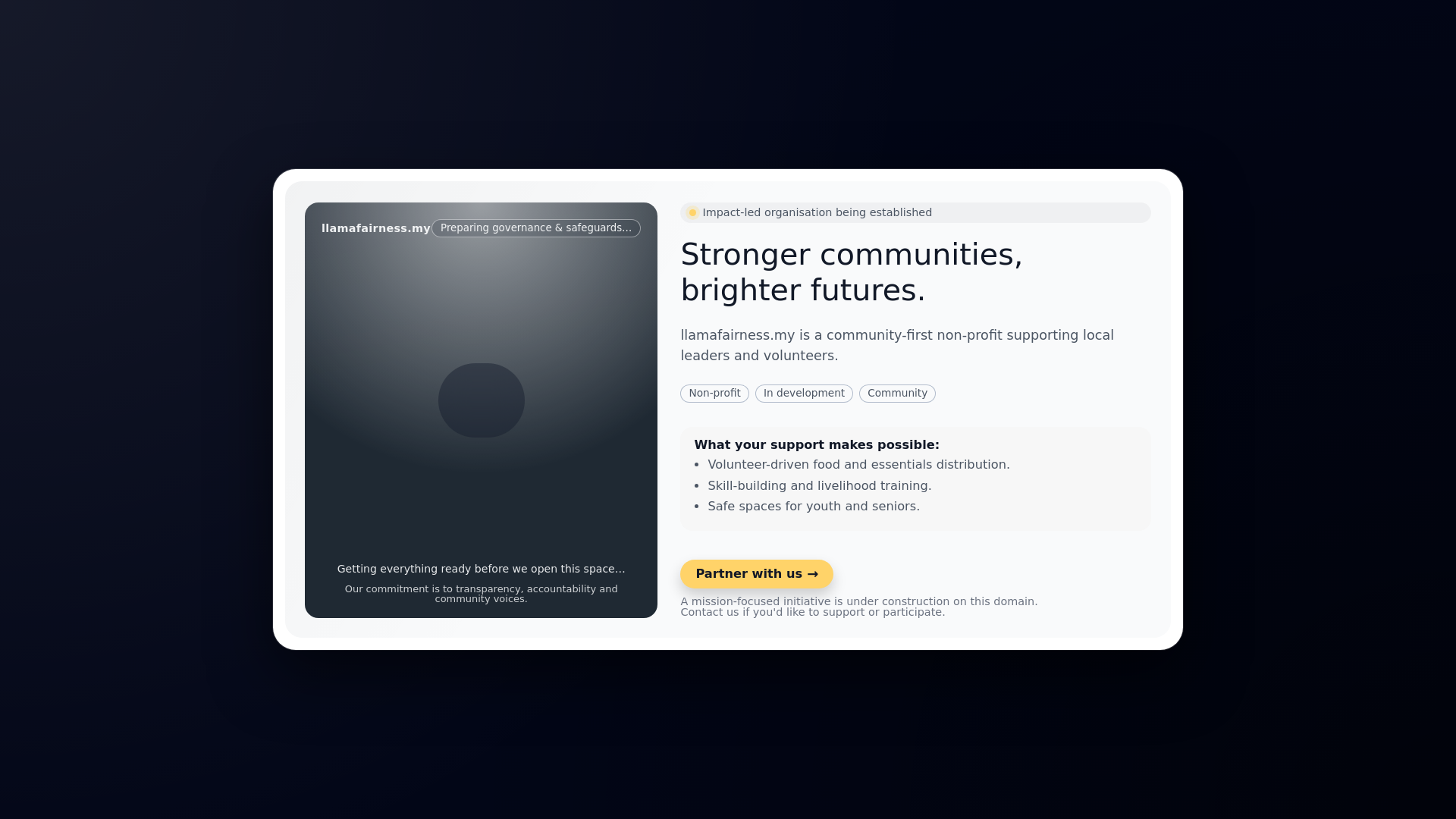 website screenshot of https://llamafairness.my