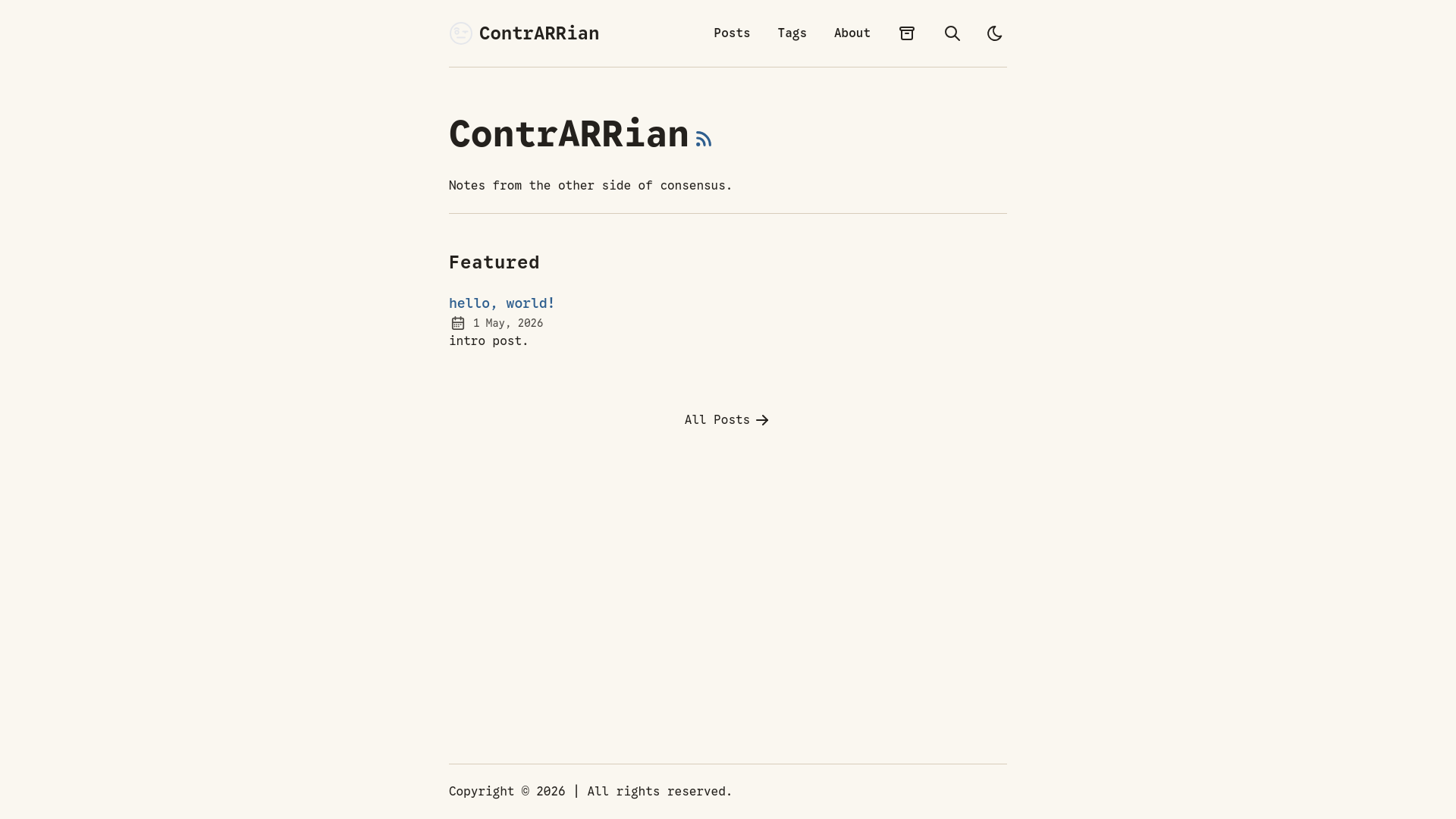 website screenshot of https://contrarrian.com/