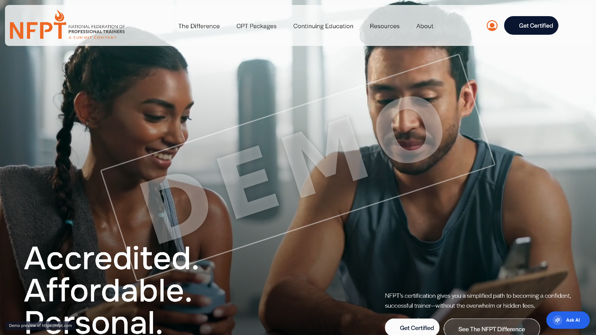 website screenshot of https://nfpt-demo.pages.dev/