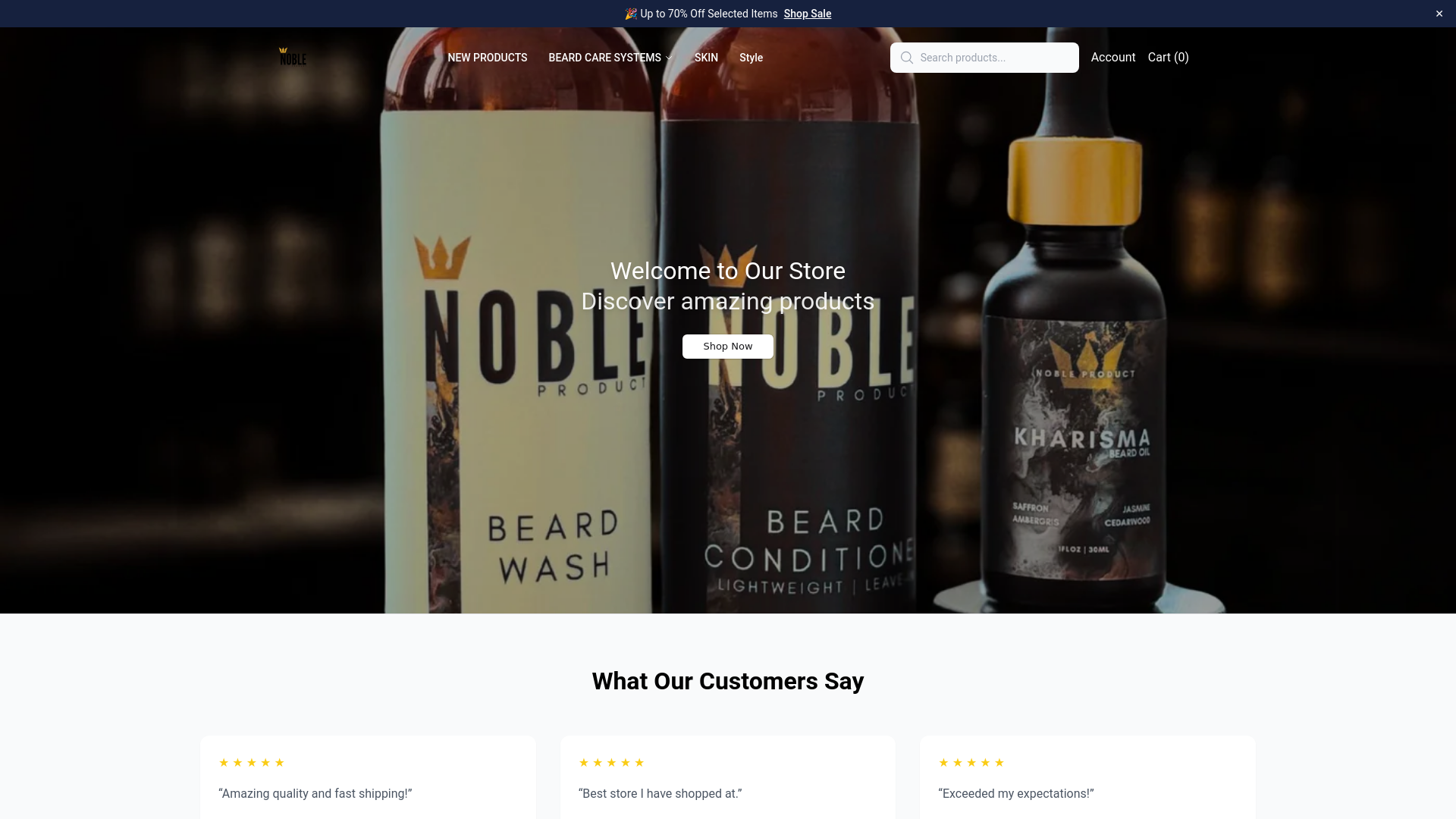 website screenshot of https://noblecosmetics.shop/