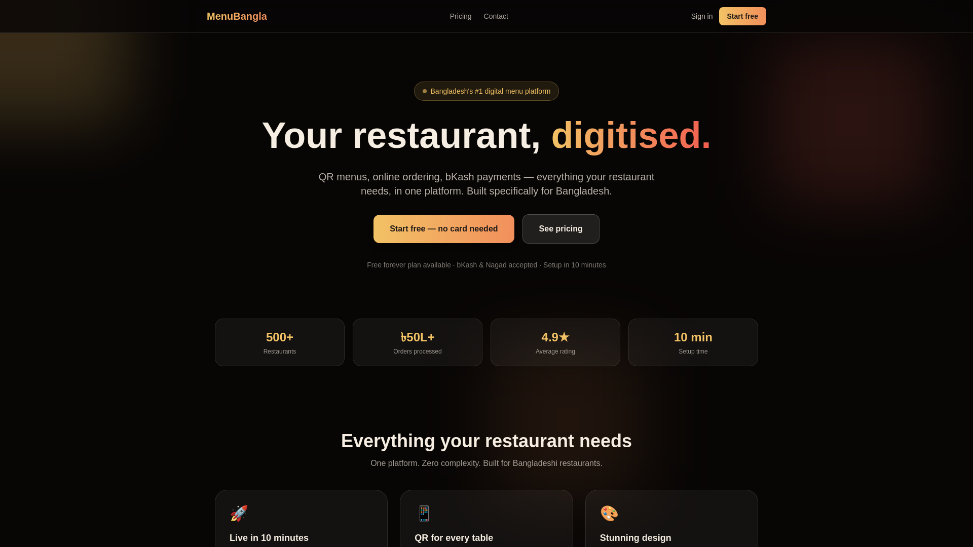 website screenshot of https://menubangla.com/